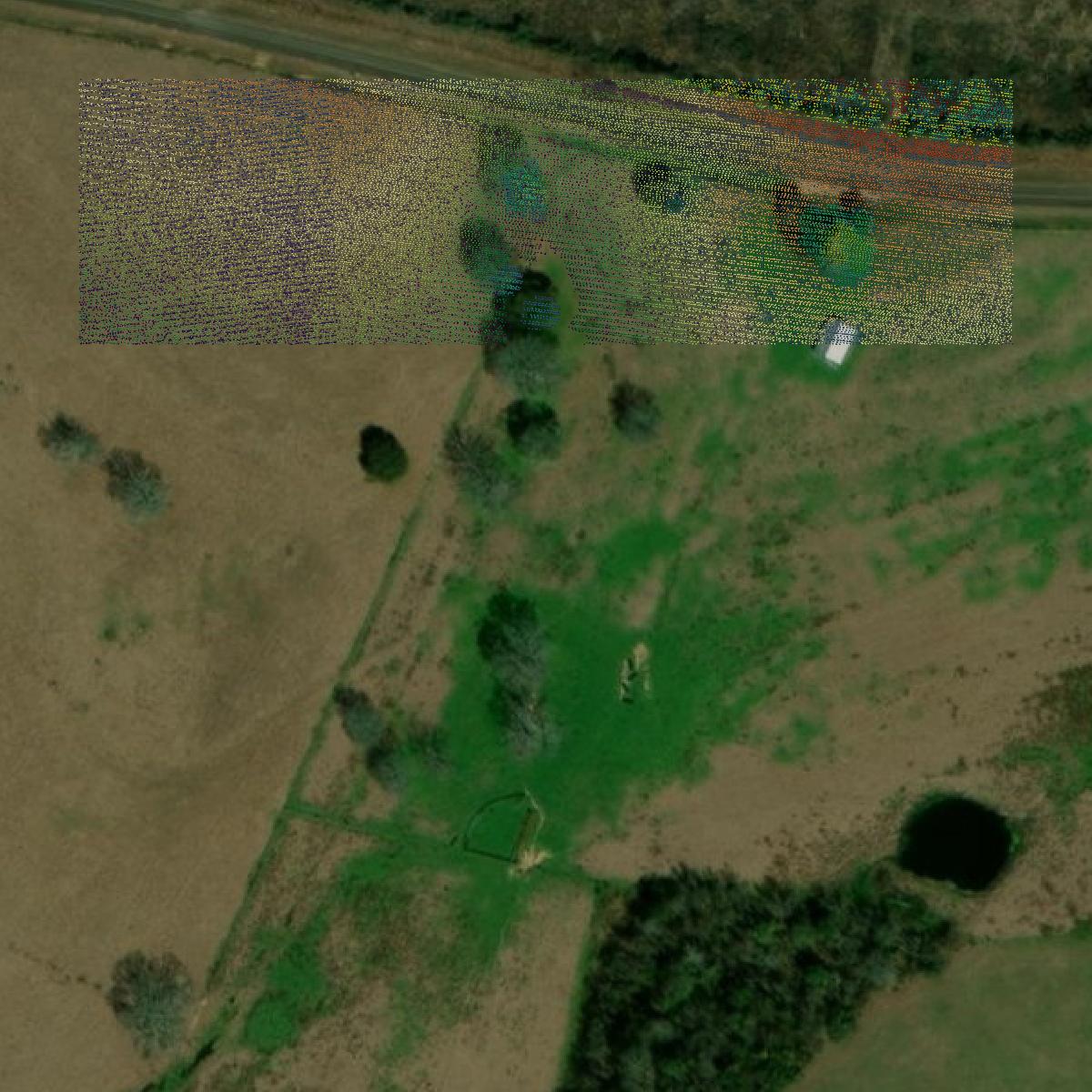 This image shows a LiDAR point cloud in Washington Parish created using GIS data in Equator.