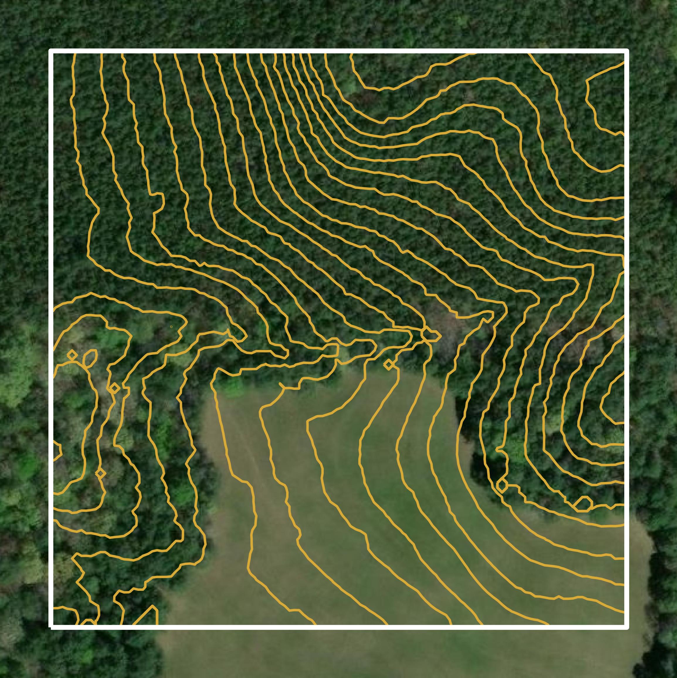 This image shows a contour map in Webster Parish created using GIS data in Equator.