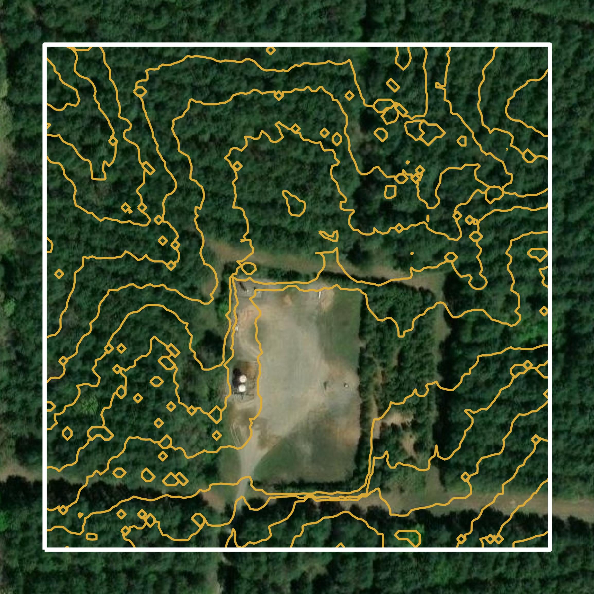 This image shows a contour map in Webster Parish created using GIS data in Equator.
