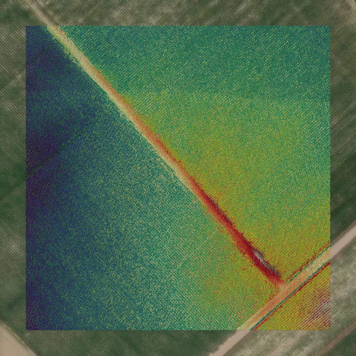 This image shows a LiDAR point cloud in West Baton Rouge Parish created using GIS data in Equator.