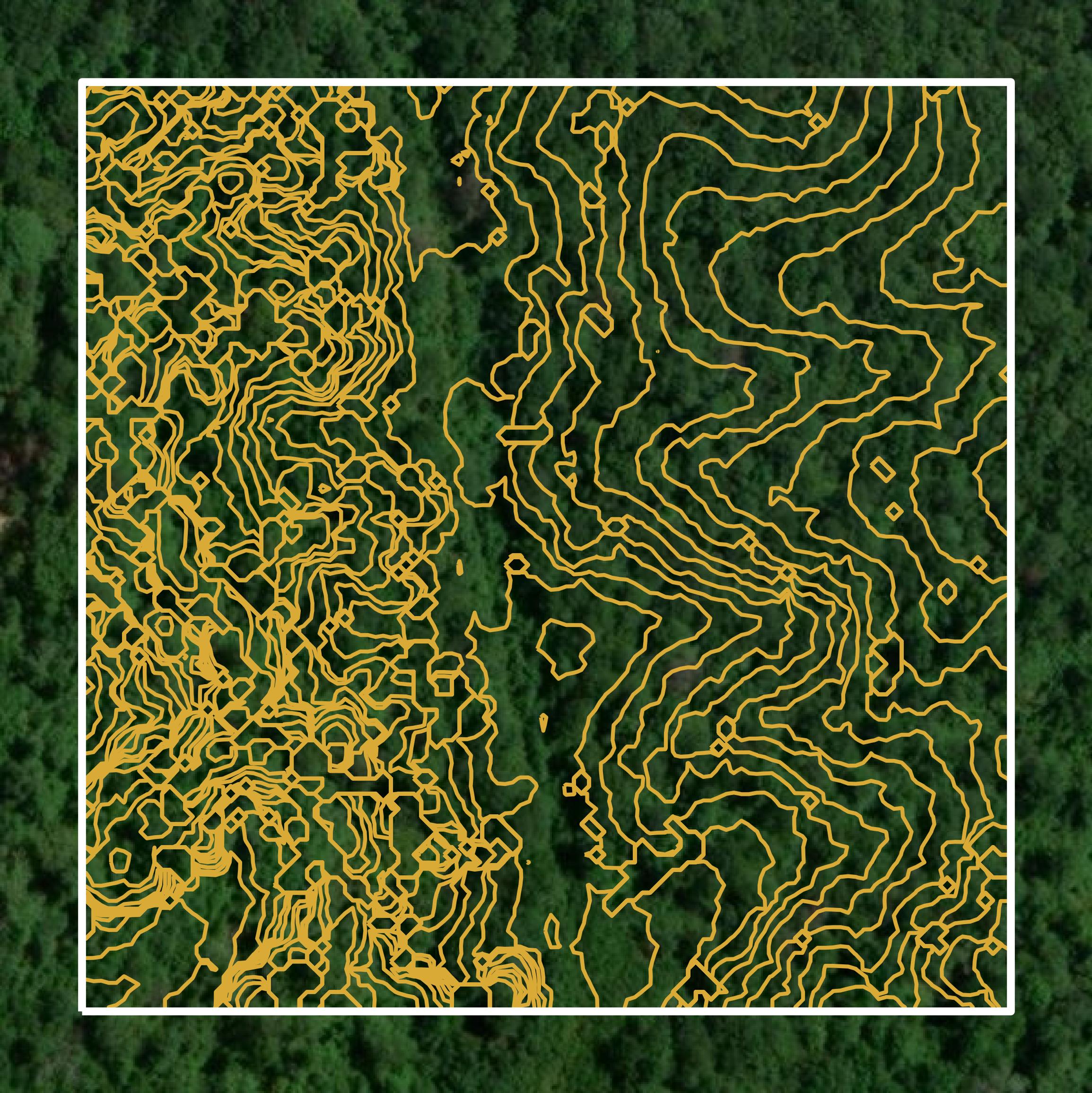This image shows a contour map in West Feliciana Parish created using GIS data in Equator.