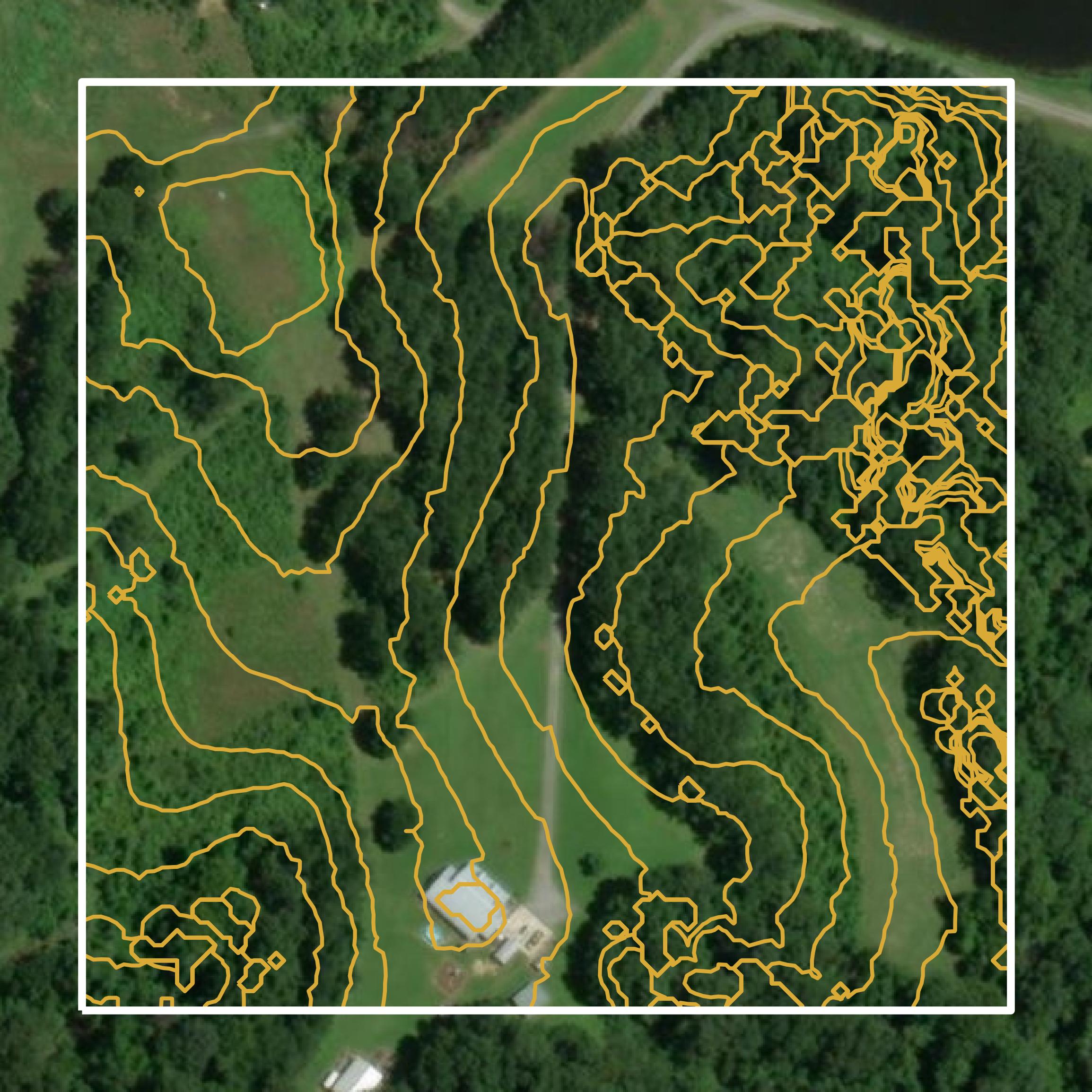 This image shows a contour map in West Feliciana Parish created using GIS data in Equator.