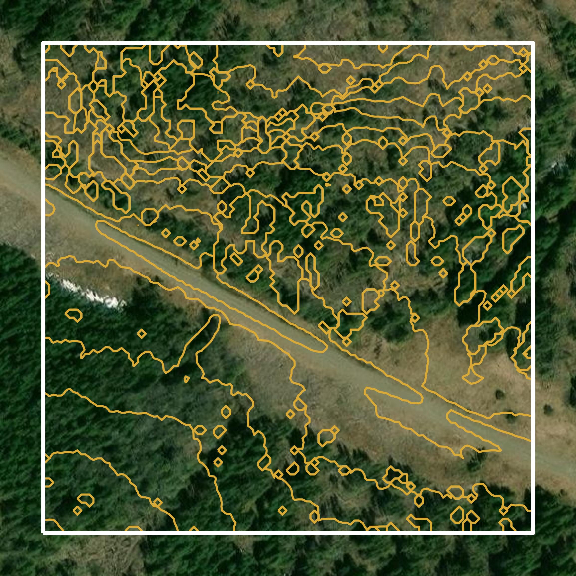 This image shows a contour map in Aroostook County created using GIS data in Equator.