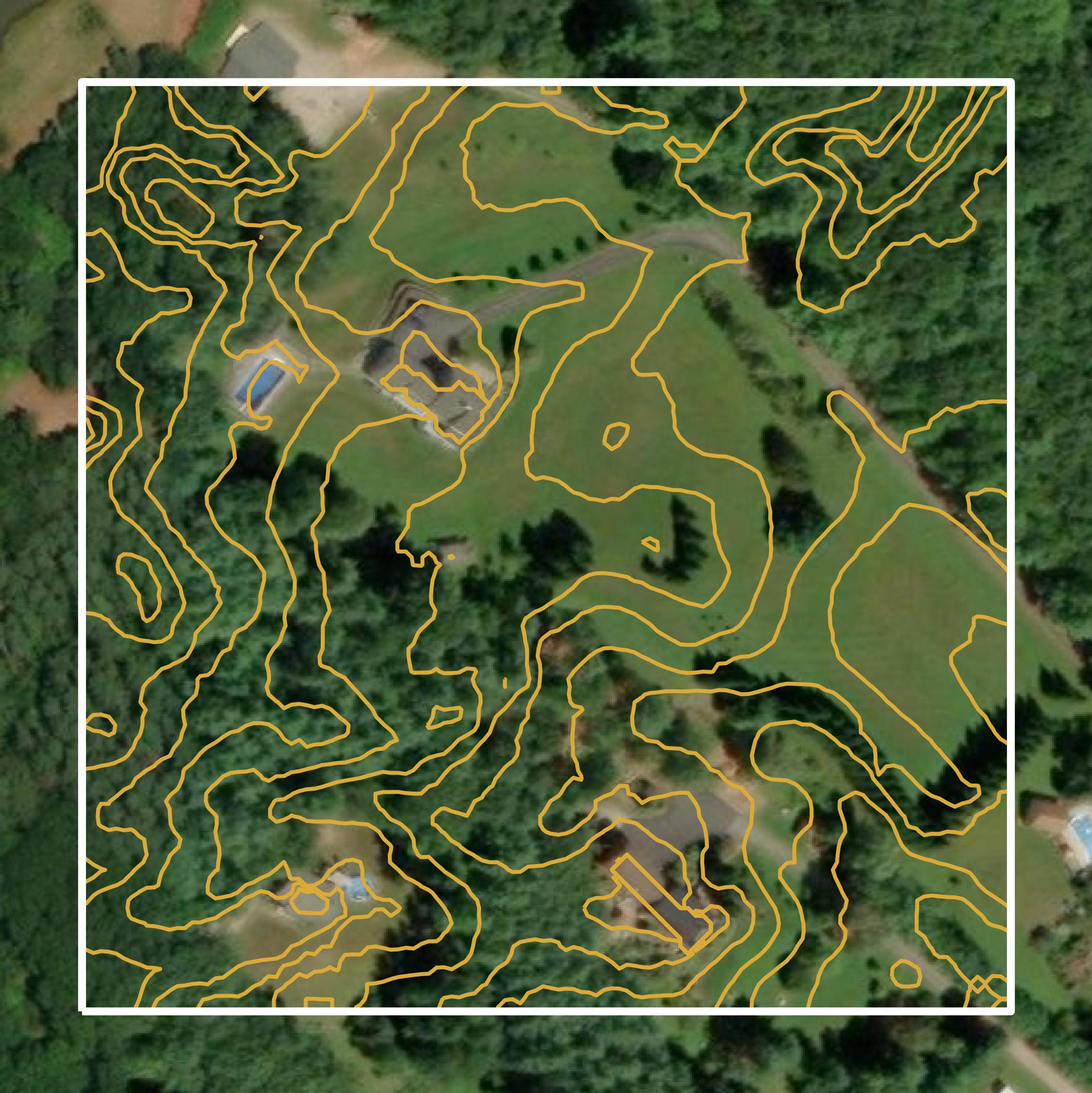 This image shows a contour map in Cumberland County created using GIS data in Equator.