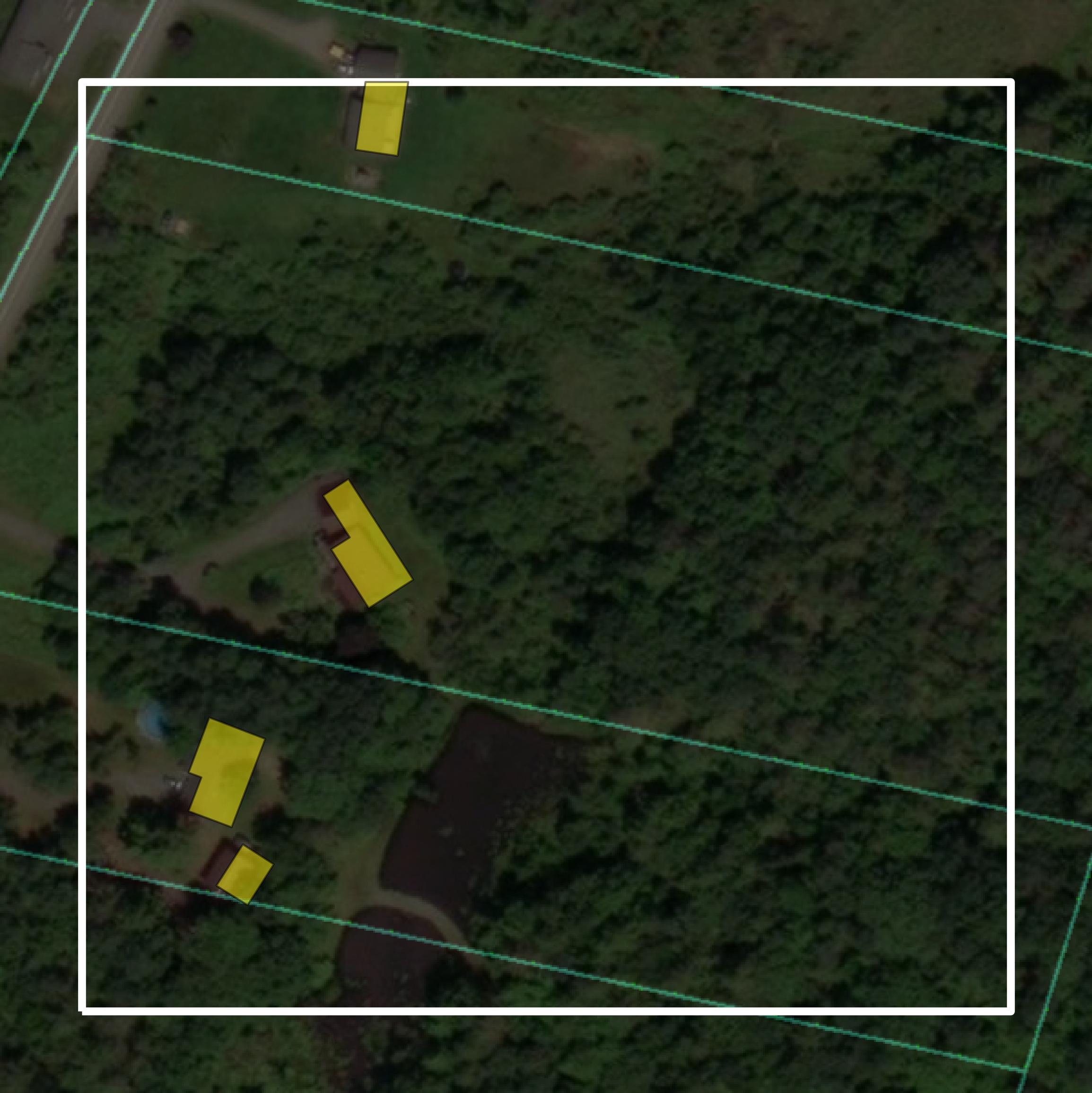 This image shows parcel and building data in Kennebec County created using GIS data in Equator.