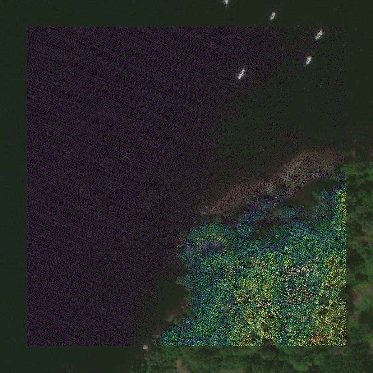 This image shows a LiDAR point cloud in Kennebec County created using GIS data in Equator.