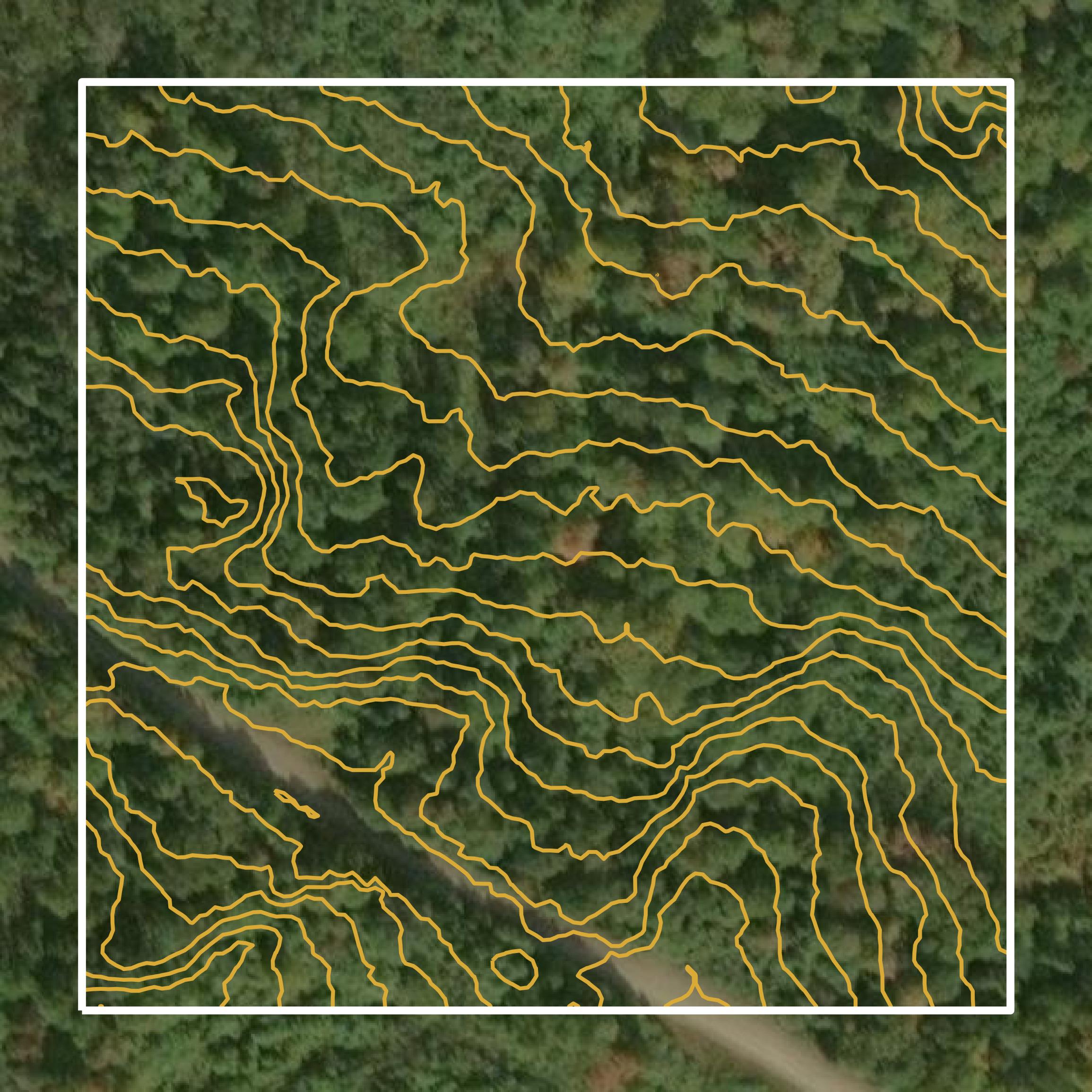 This image shows a contour map in Oxford County created using GIS data in Equator.