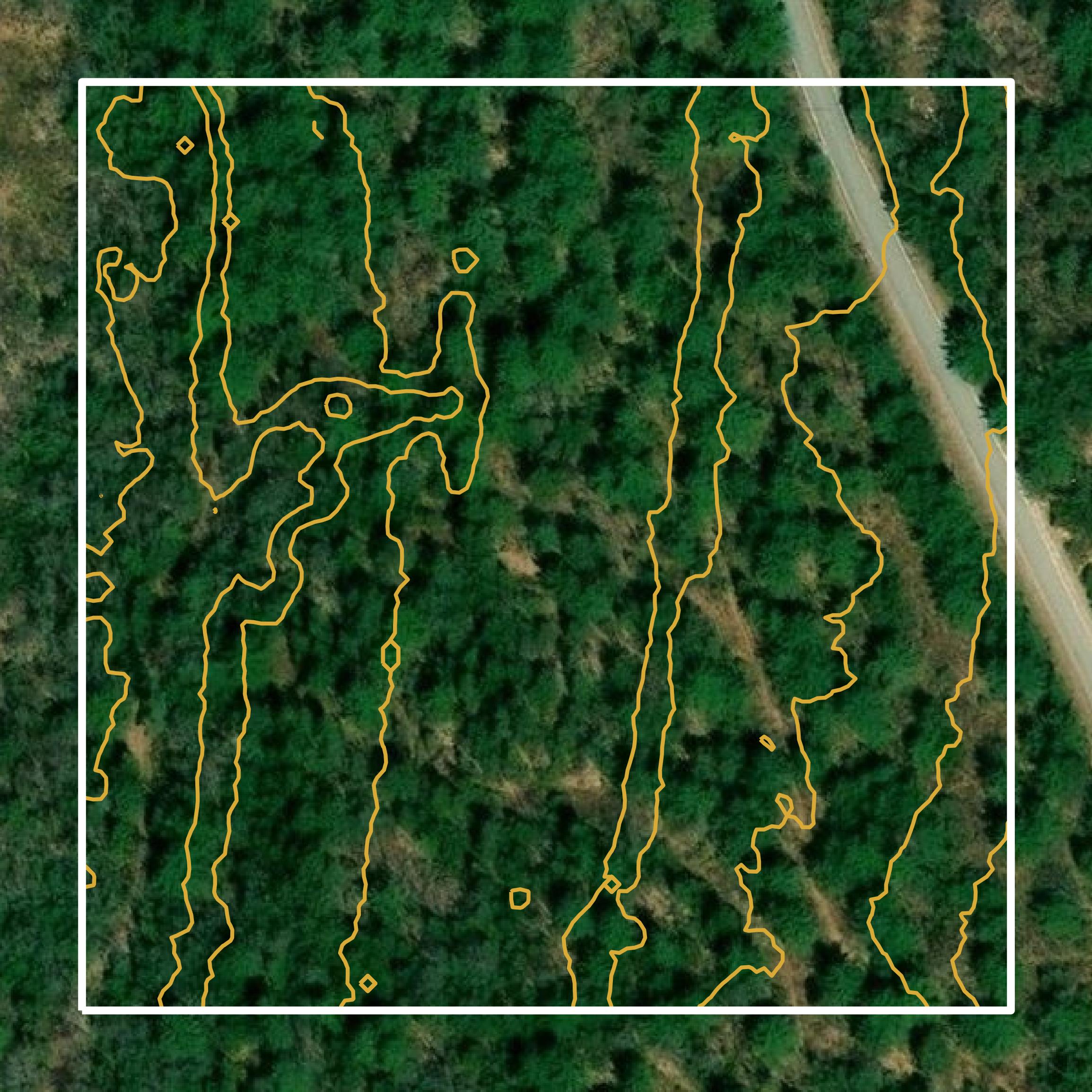 This image shows a contour map in Oxford County created using GIS data in Equator.