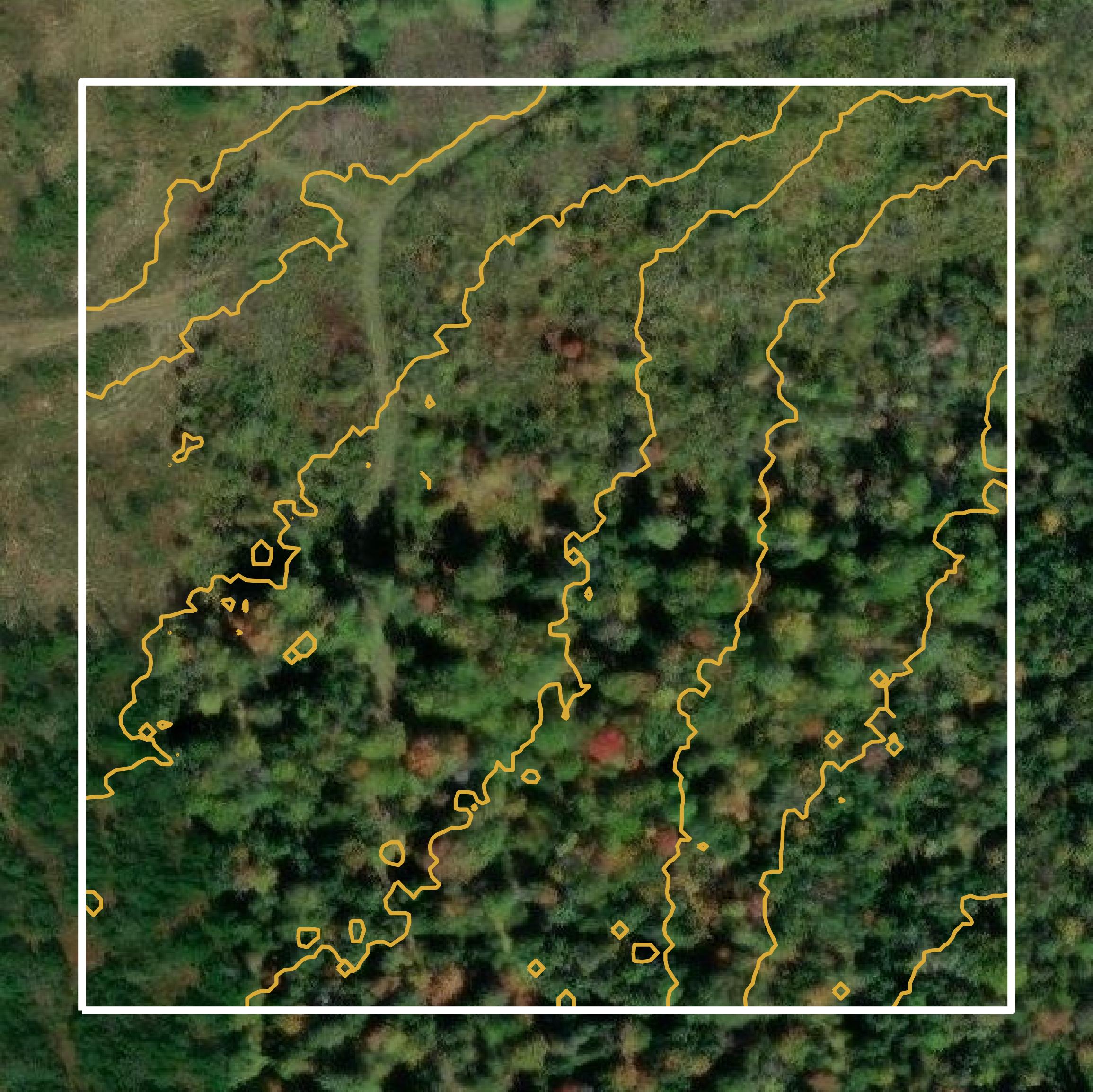 This image shows a contour map in Penobscot County created using GIS data in Equator.