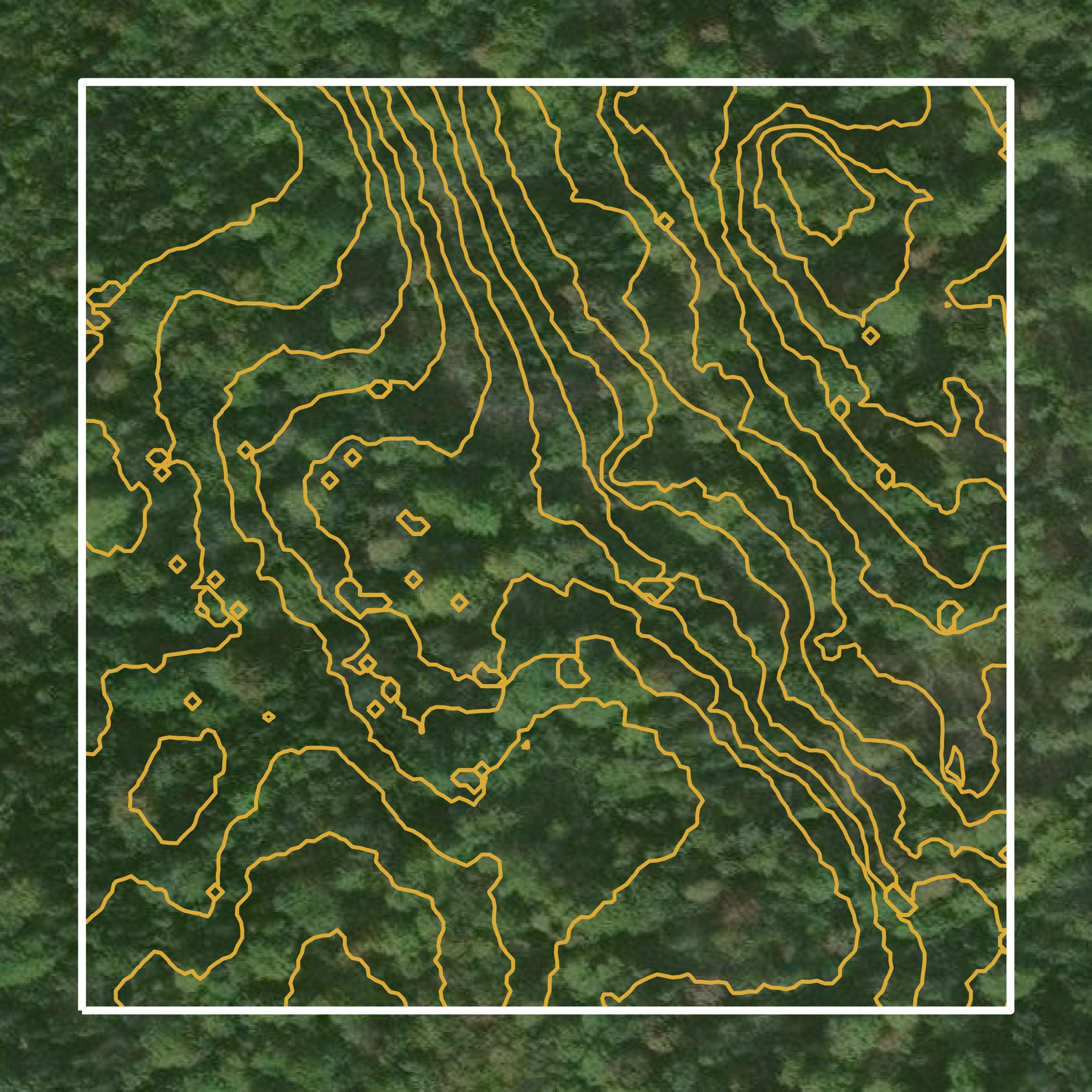 This image shows a contour map in Piscataquis County created using GIS data in Equator.