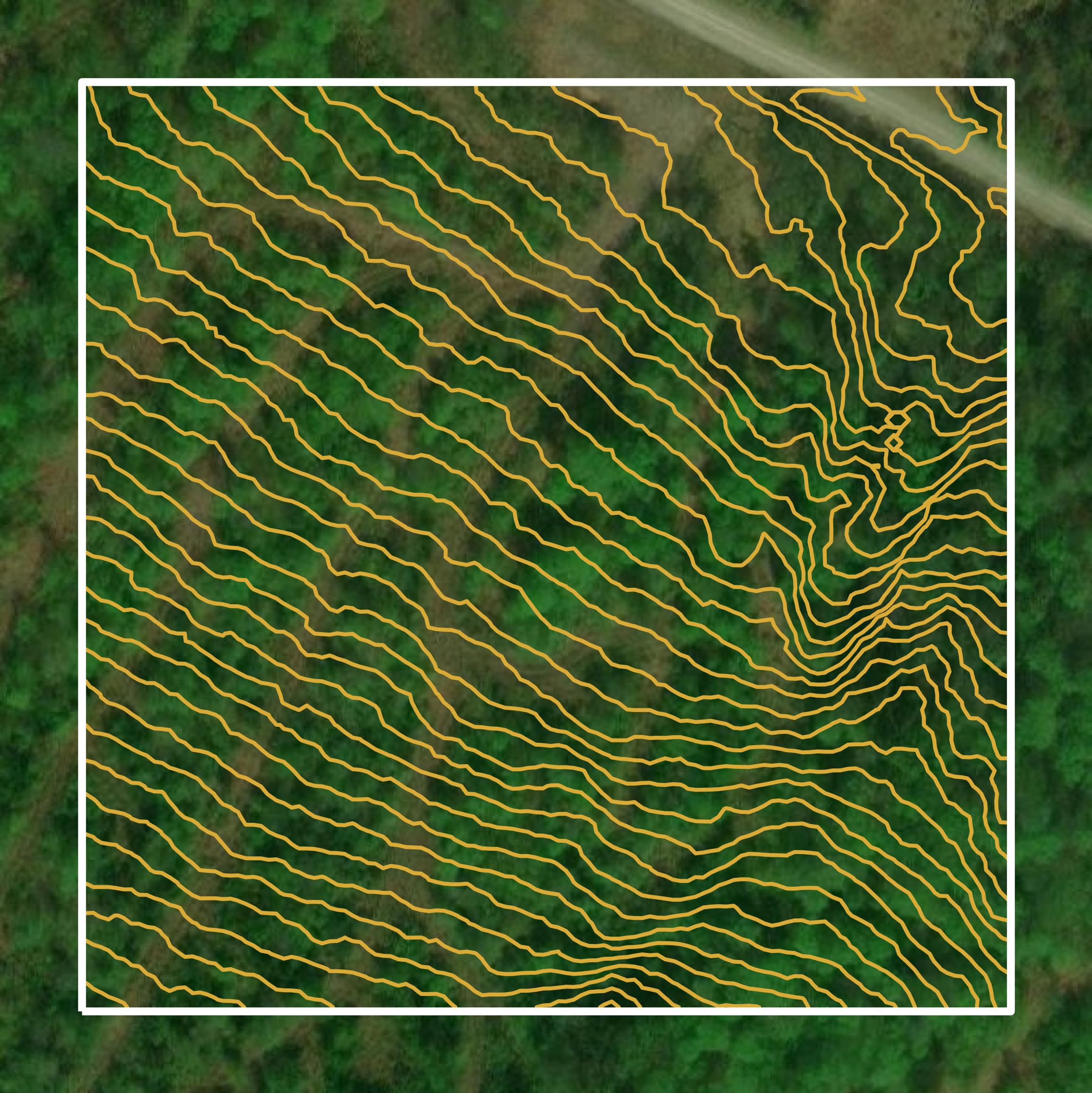 This image shows a contour map in Piscataquis County created using GIS data in Equator.