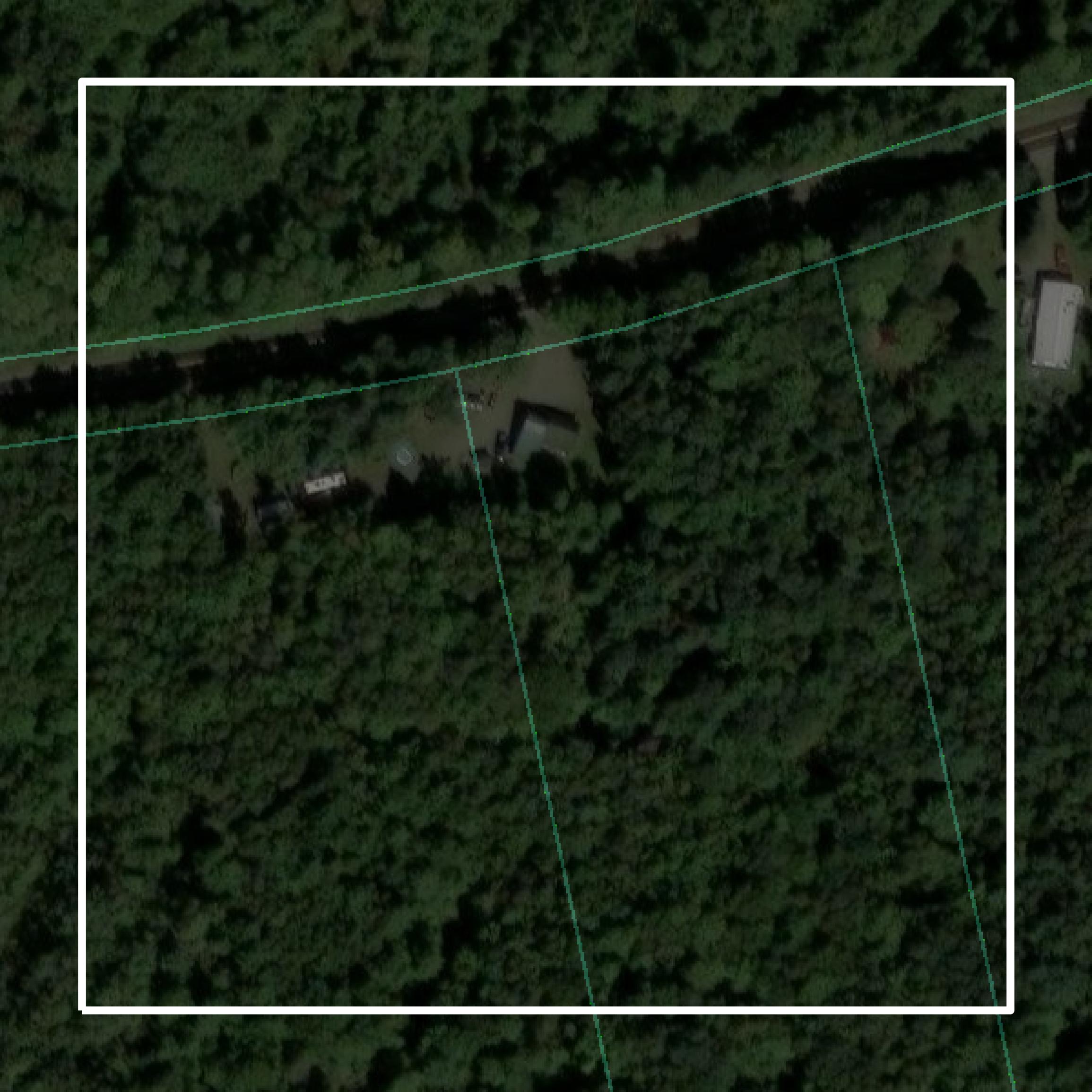 This image shows parcel and building data in Piscataquis County created using GIS data in Equator.