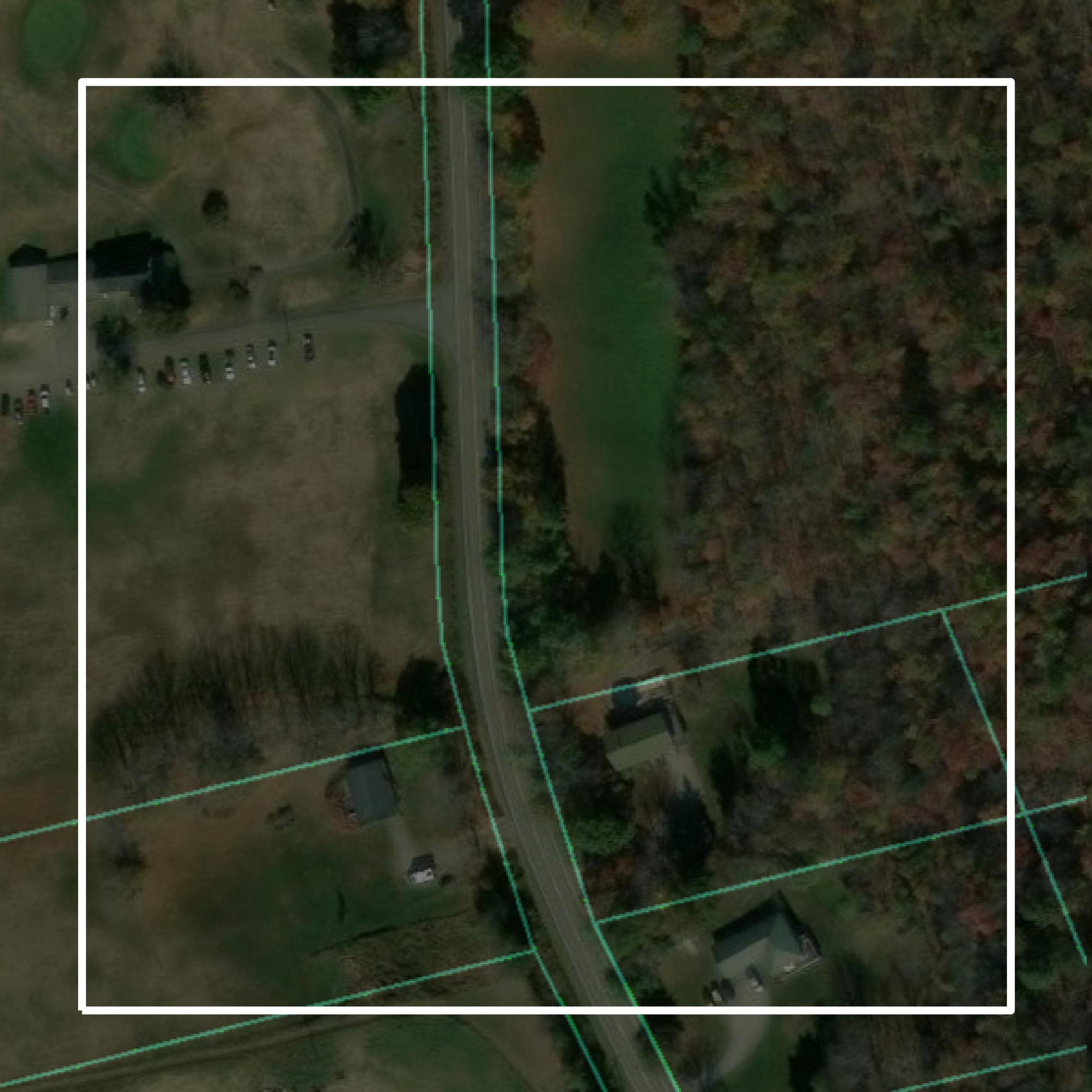This image shows parcel and building data in Waldo County created using GIS data in Equator.
