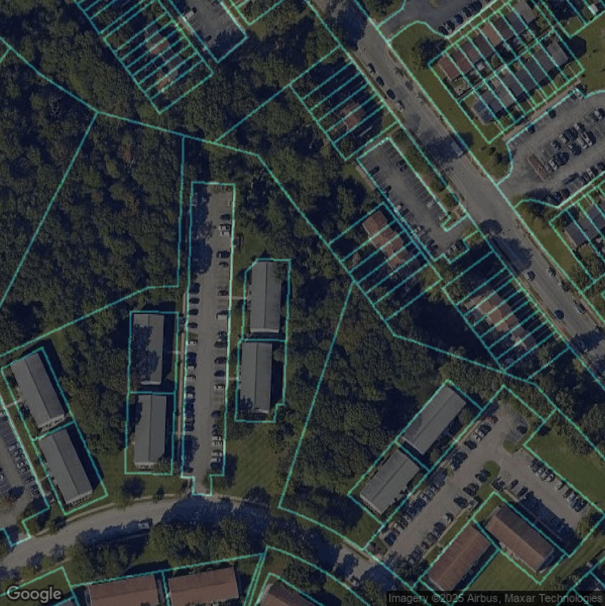 This image shows parcel data in Anne Arundel County created using GIS data in Equator.