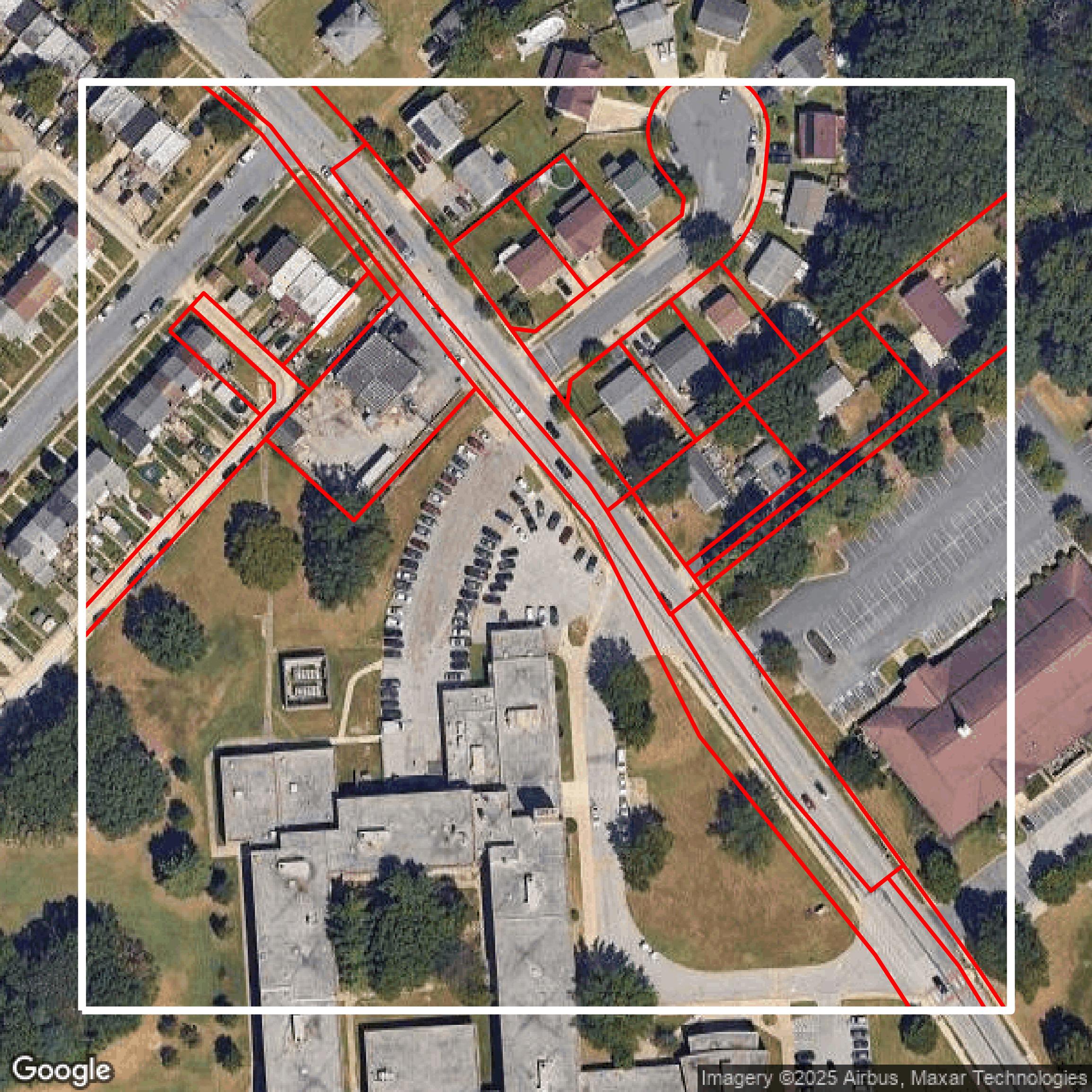 This image shows parcel data in Baltimore County created using GIS data in Equator.