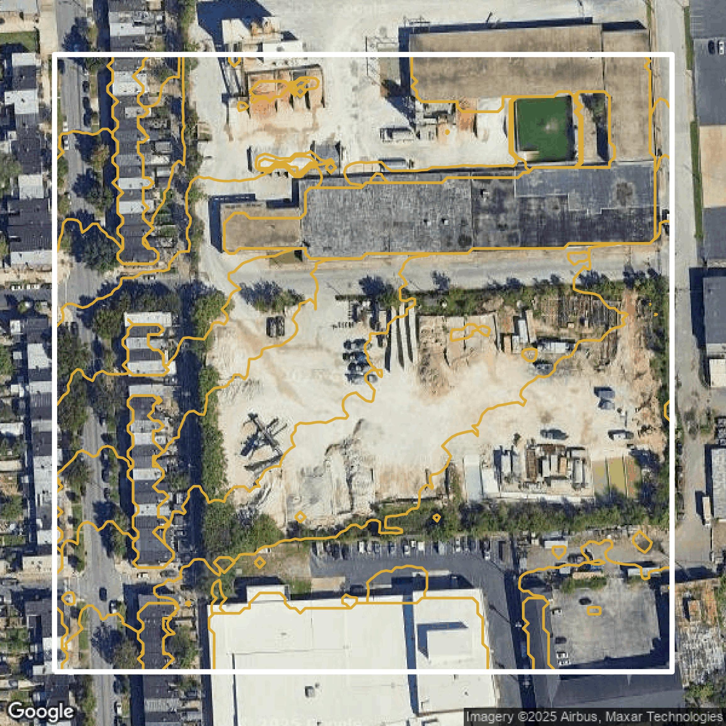 This image shows a contour map in Baltimore city created using GIS data in Equator.