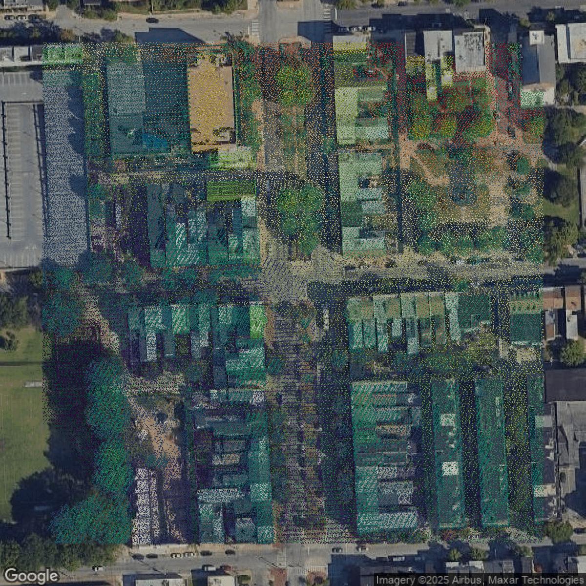 This image shows a LiDAR point cloud in Baltimore city created using GIS data in Equator.