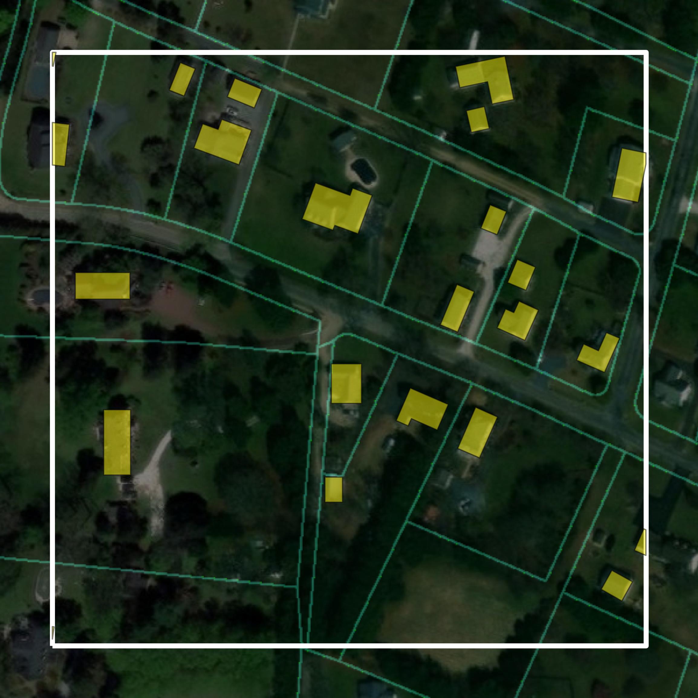 This image shows parcel and building data in Caroline County created using GIS data in Equator.