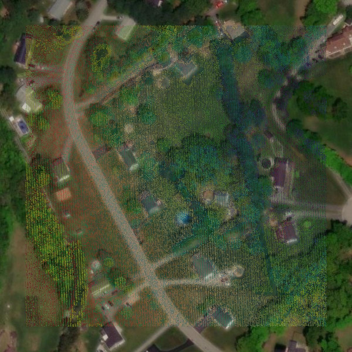 This image shows a LiDAR point cloud in Carroll County created using GIS data in Equator.