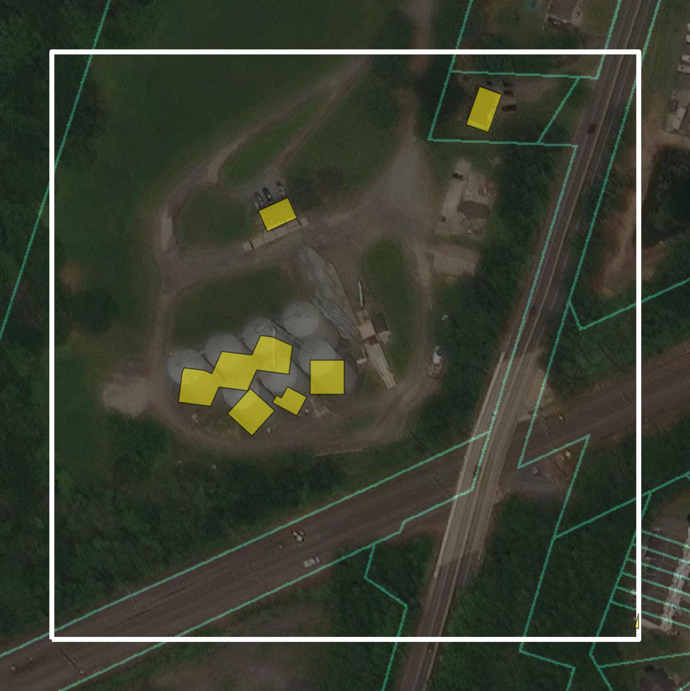 This image shows parcel and building data in Cecil County created using GIS data in Equator.