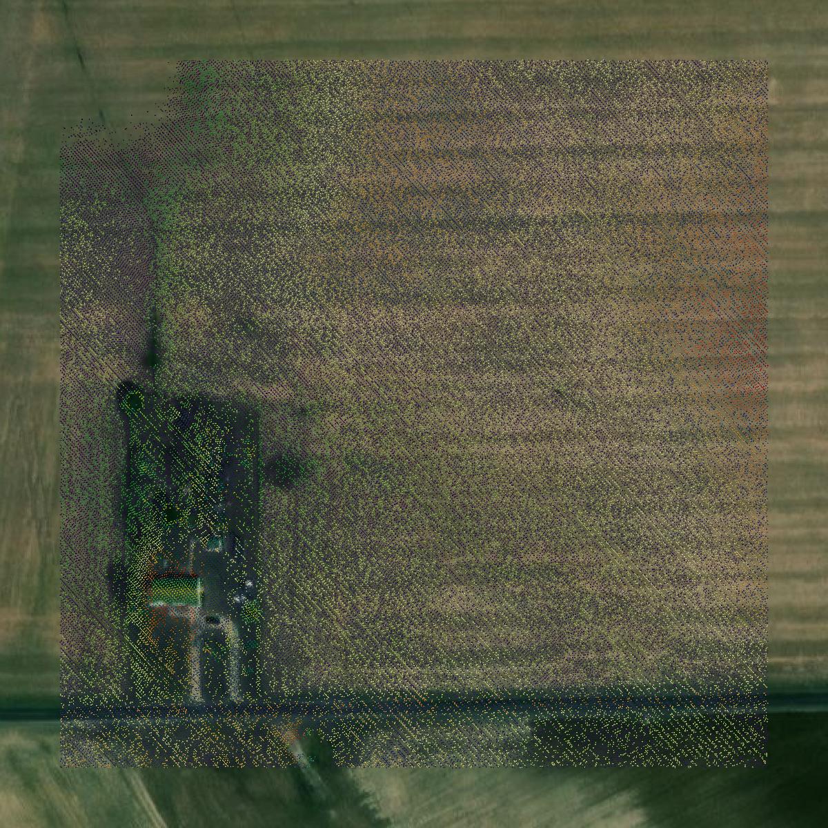 This image shows a LiDAR point cloud in Dorchester County created using GIS data in Equator.