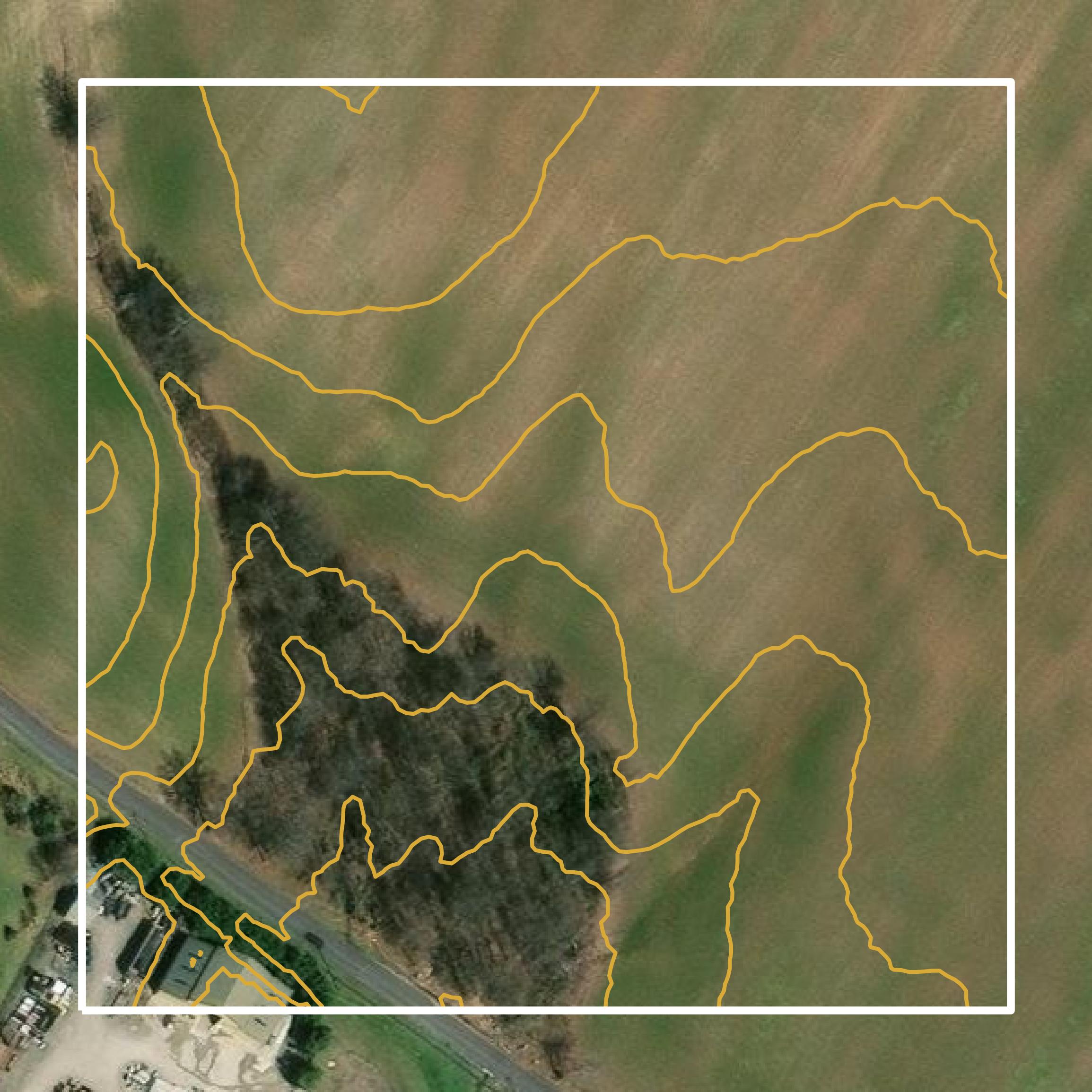 This image shows a contour map in Frederick County created using GIS data in Equator.