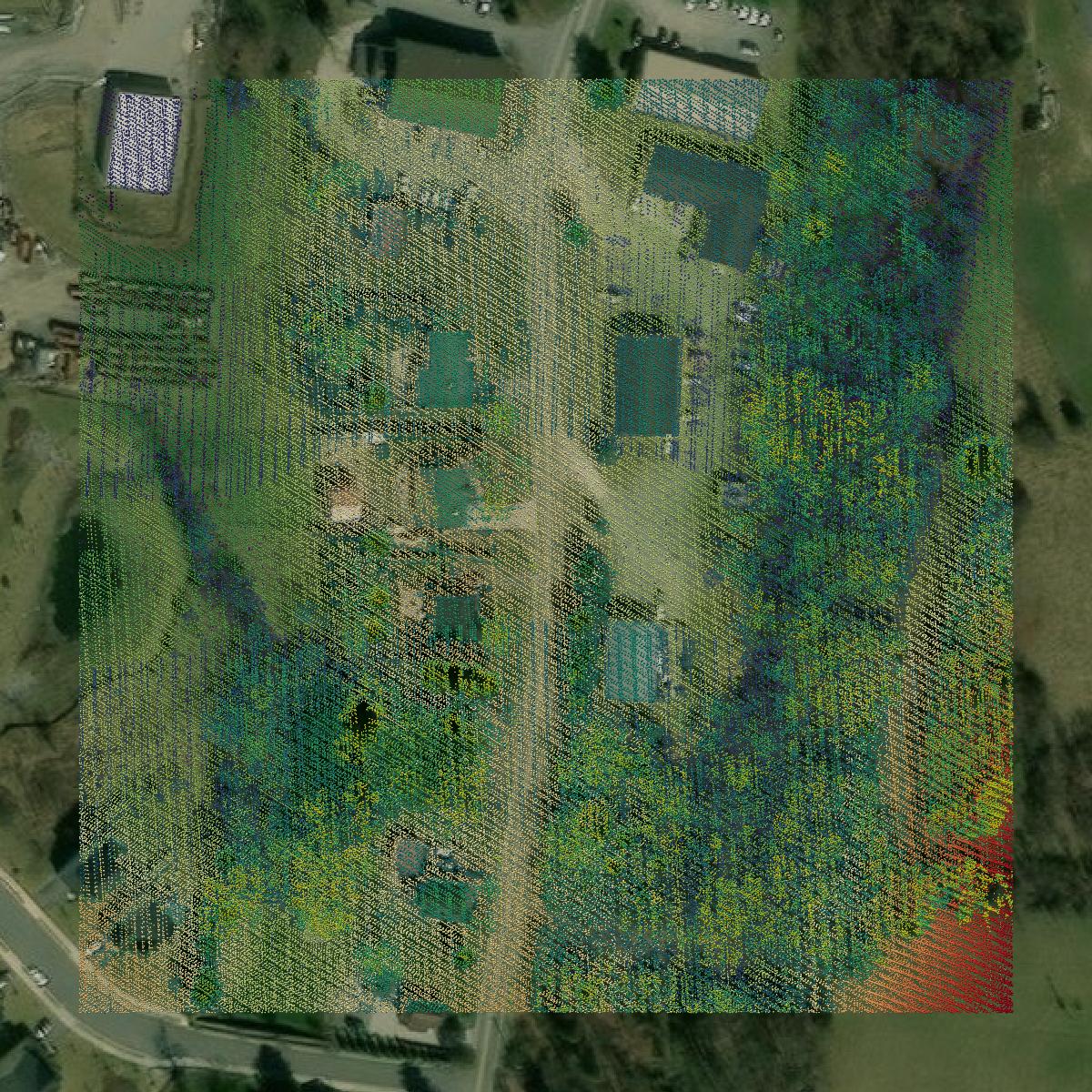 This image shows a LiDAR point cloud in Frederick County created using GIS data in Equator.