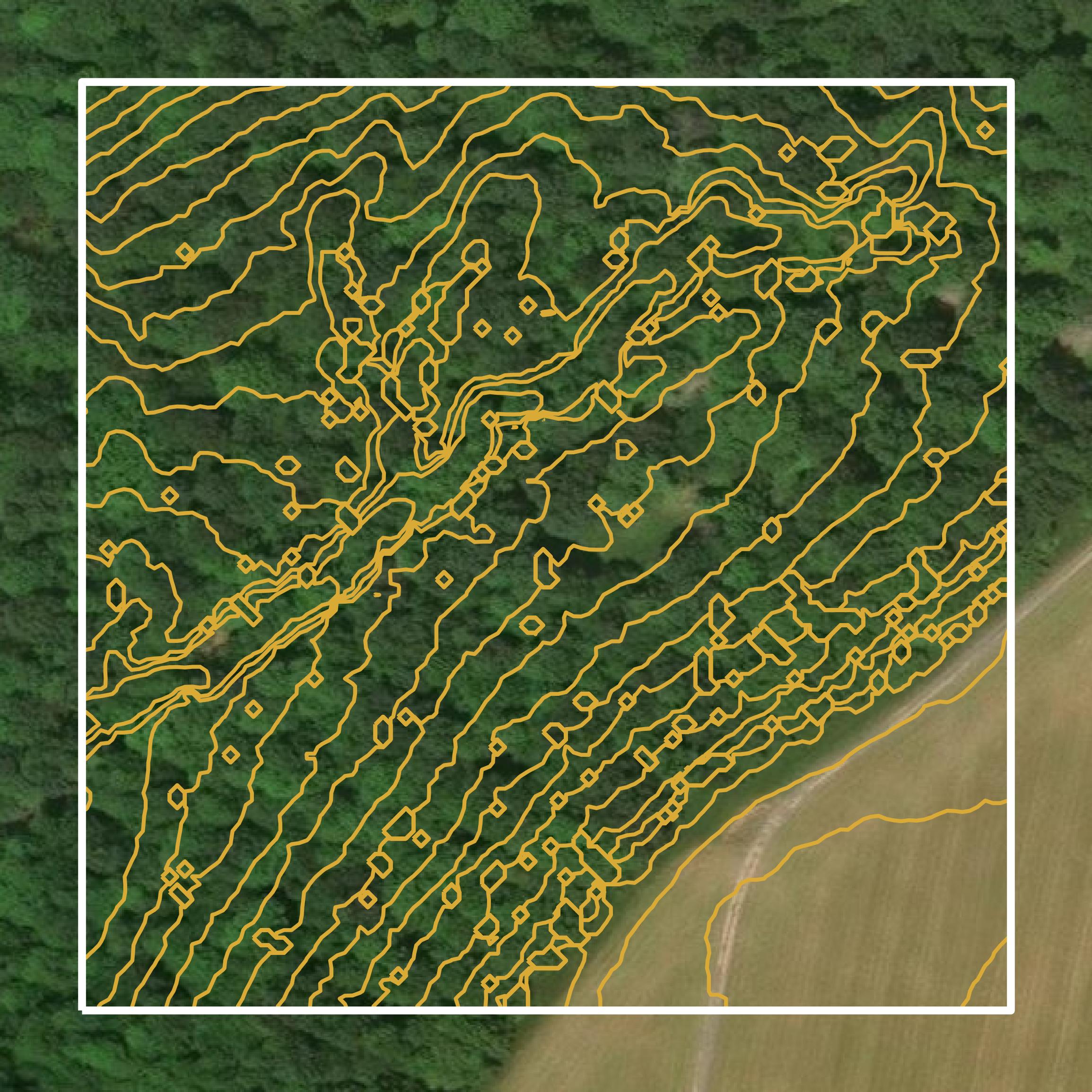 This image shows a contour map in Garrett County created using GIS data in Equator.