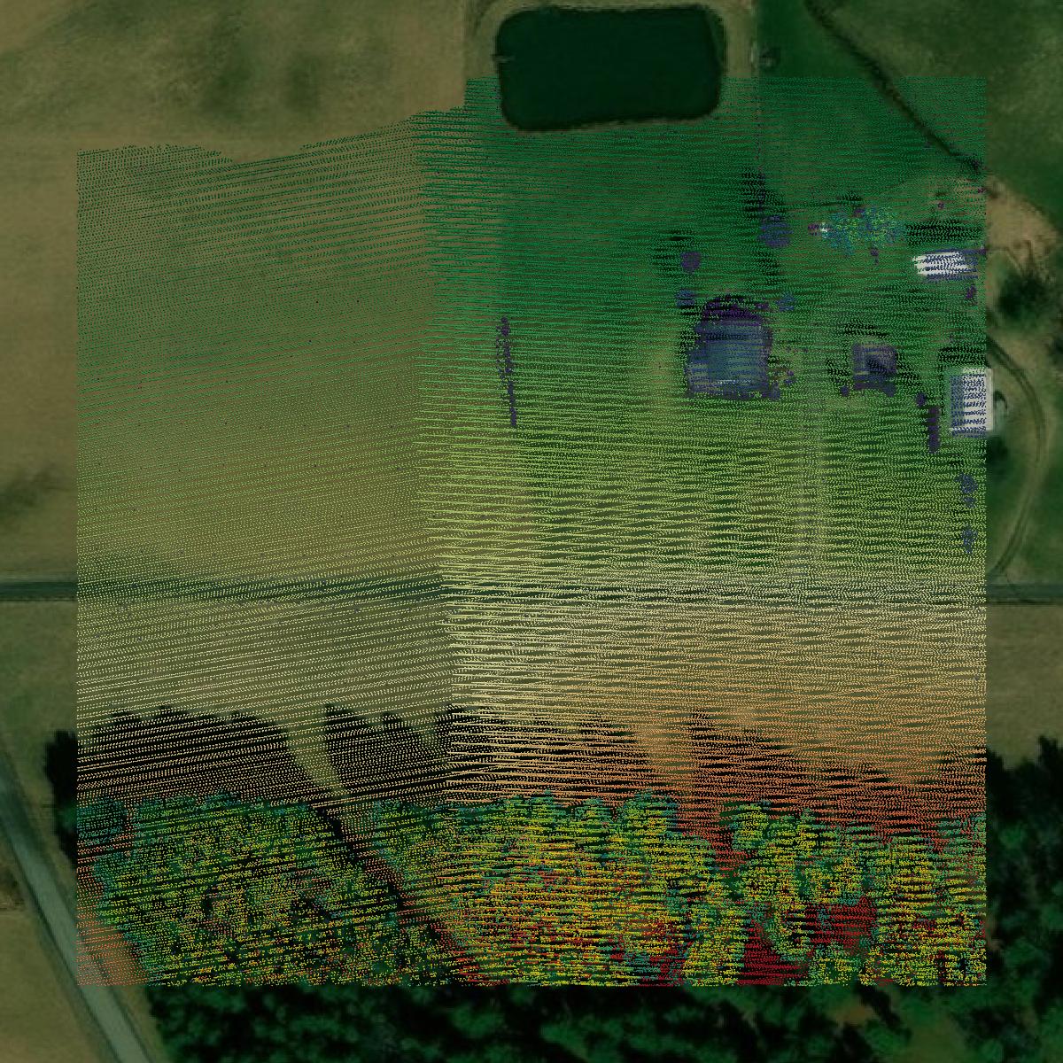 This image shows a LiDAR point cloud in Garrett County created using GIS data in Equator.