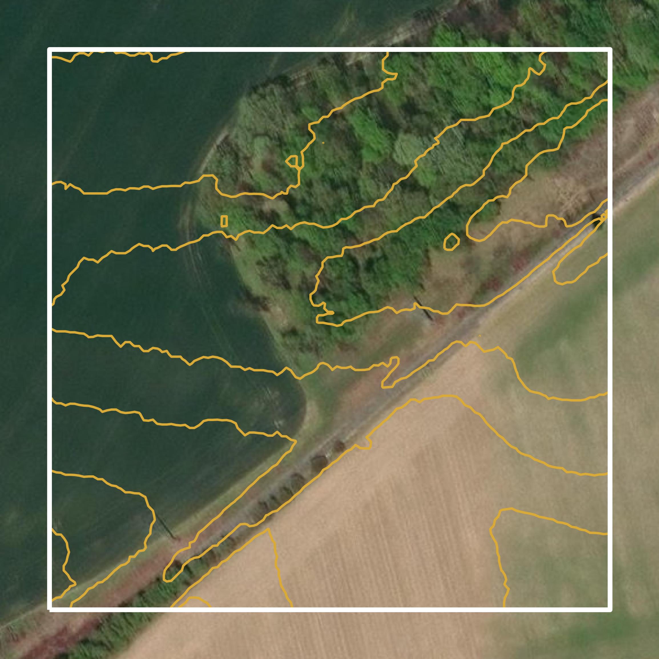 This image shows a contour map in Kent County created using GIS data in Equator.