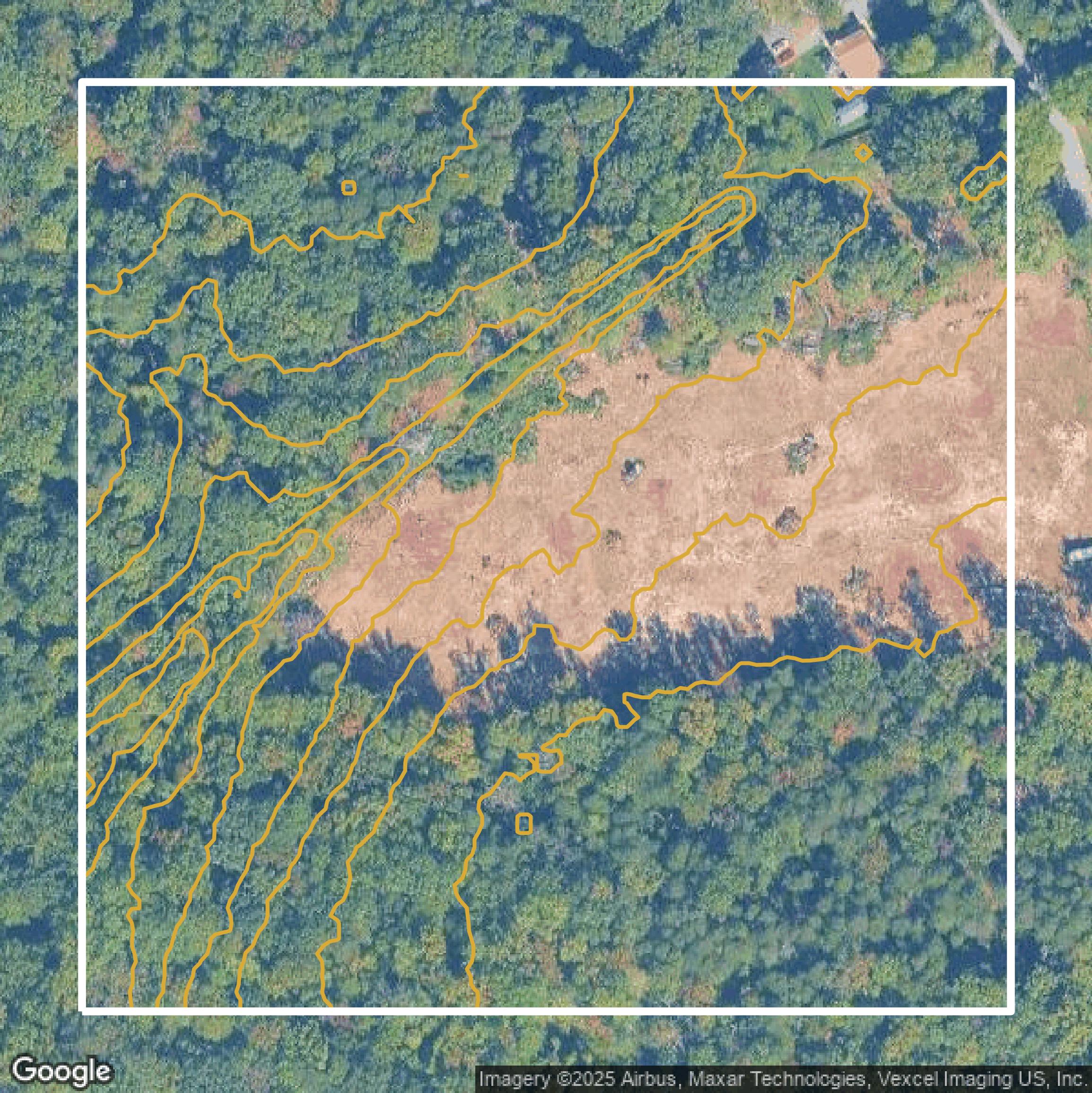 This image shows a contour map in Prince George's County created using GIS data in Equator.