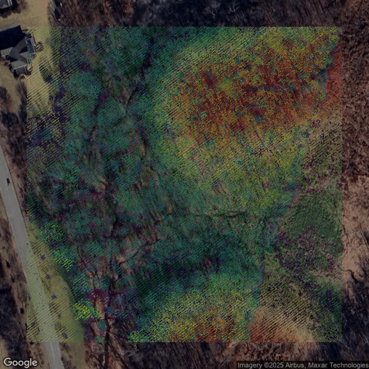 This image shows a LiDAR point cloud in Prince George's County created using GIS data in Equator.