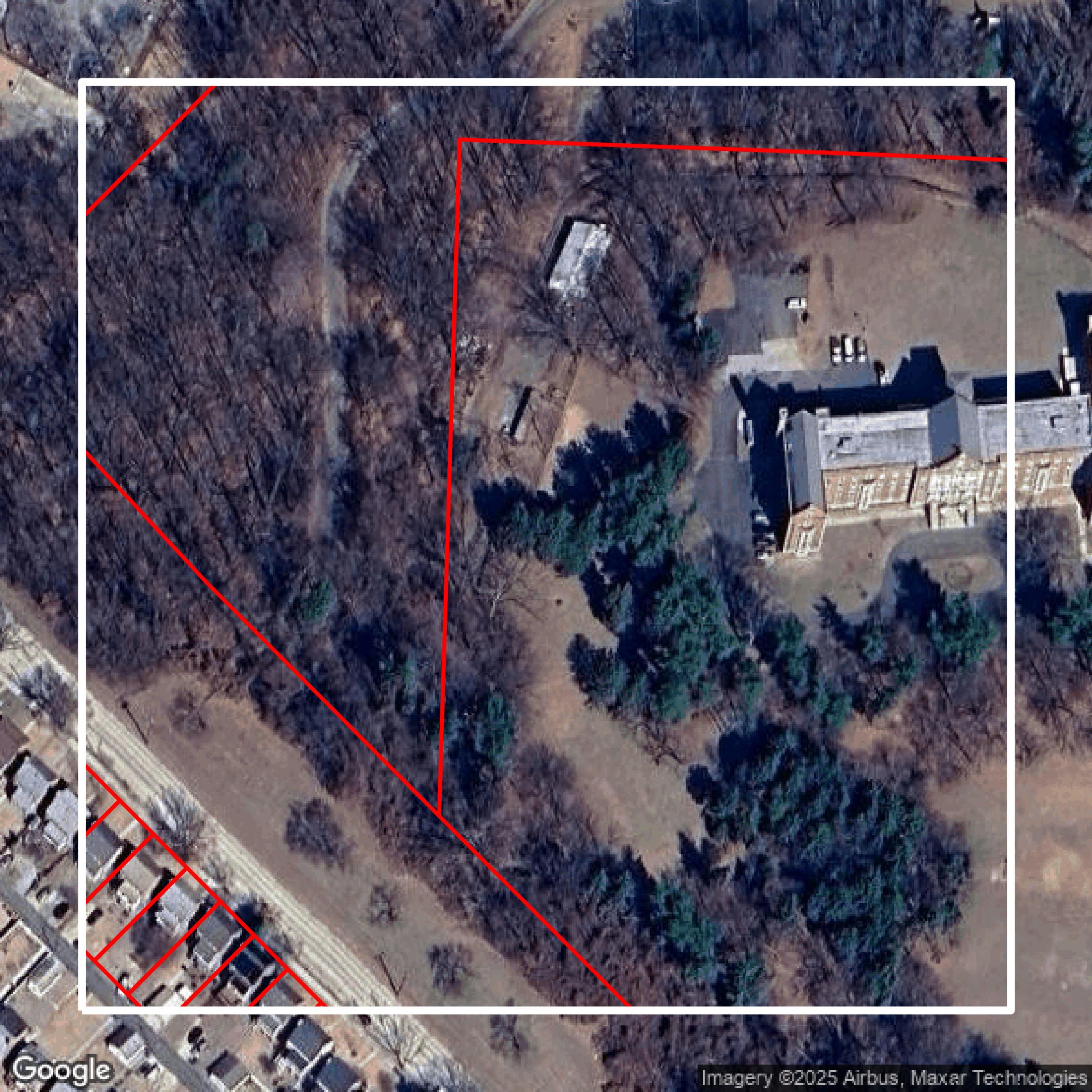 This image shows parcel and building data in Prince George's County created using GIS data in Equator.
