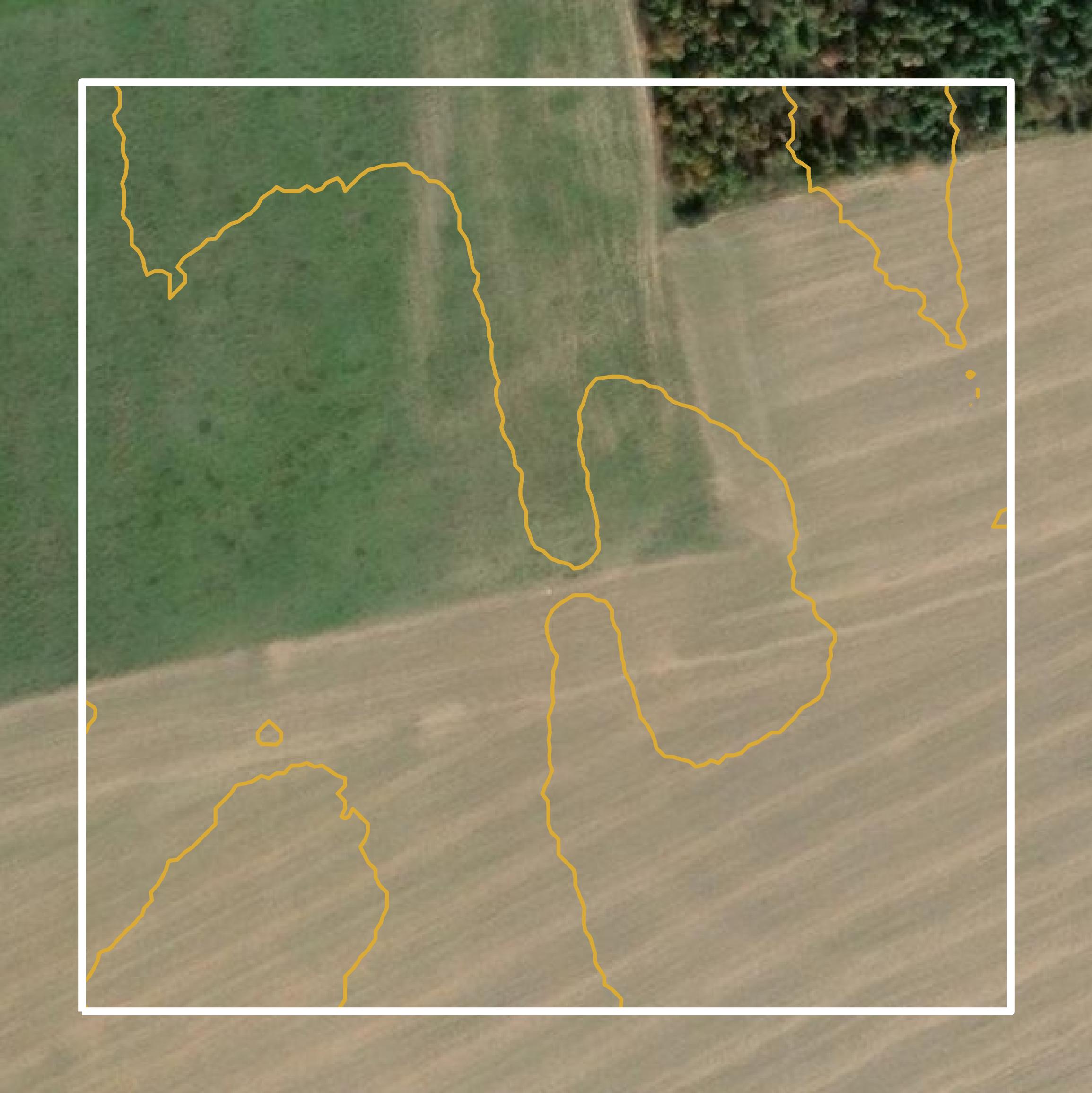 This image shows a contour map in Queen Anne's County created using GIS data in Equator.