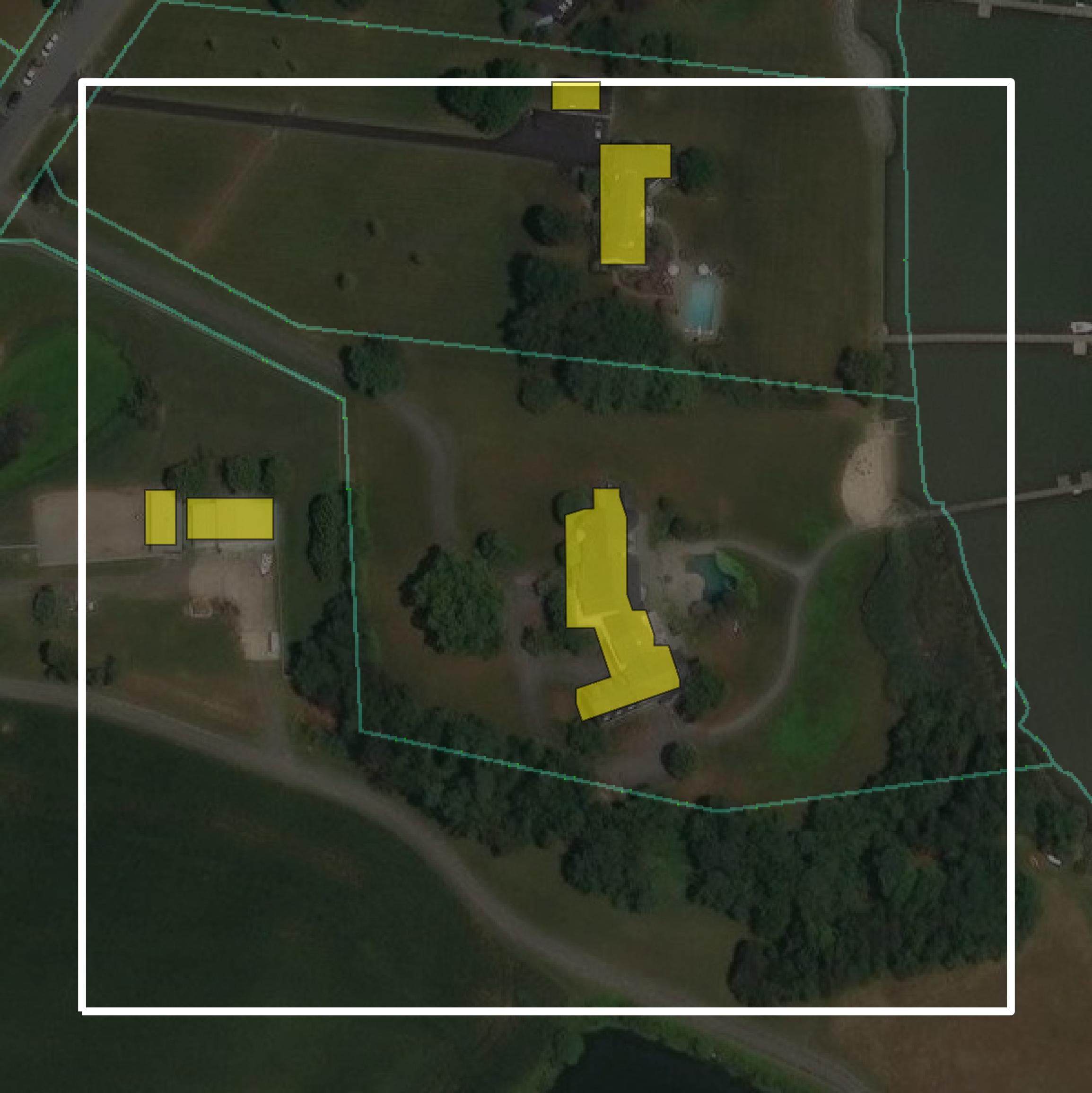 This image shows parcel and building data in Queen Anne's County created using GIS data in Equator.