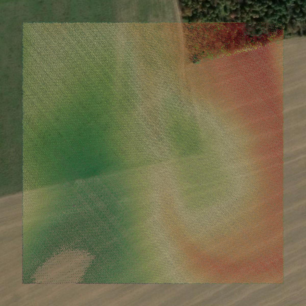 This image shows a LiDAR point cloud in Queen Anne's County created using GIS data in Equator.