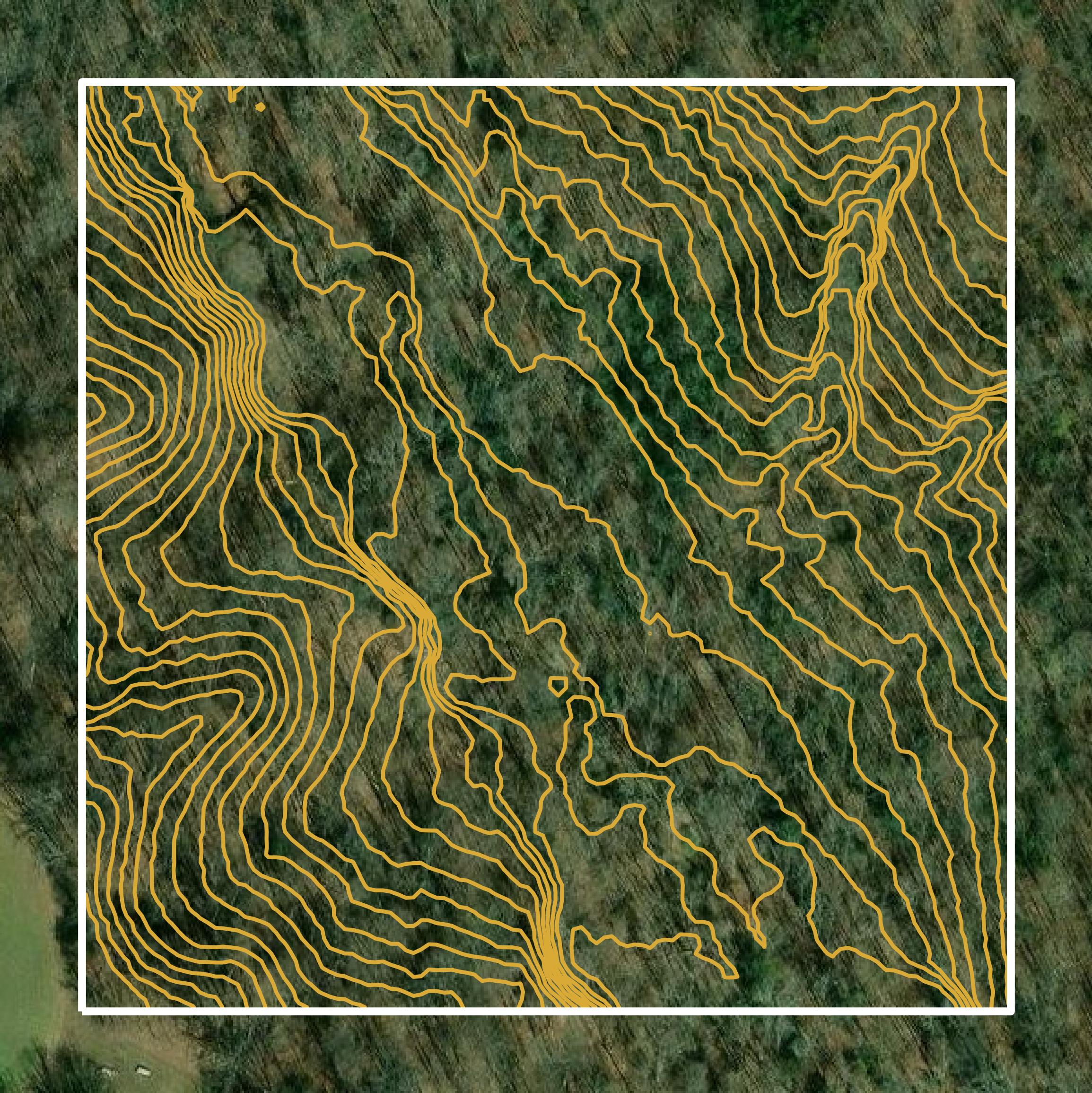 This image shows a contour map in St. Mary's County created using GIS data in Equator.