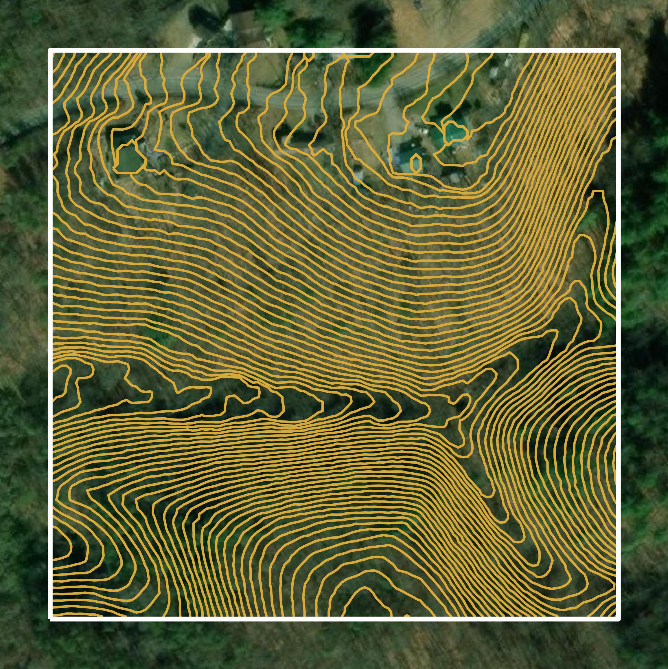 This image shows a contour map in Washington County created using GIS data in Equator.