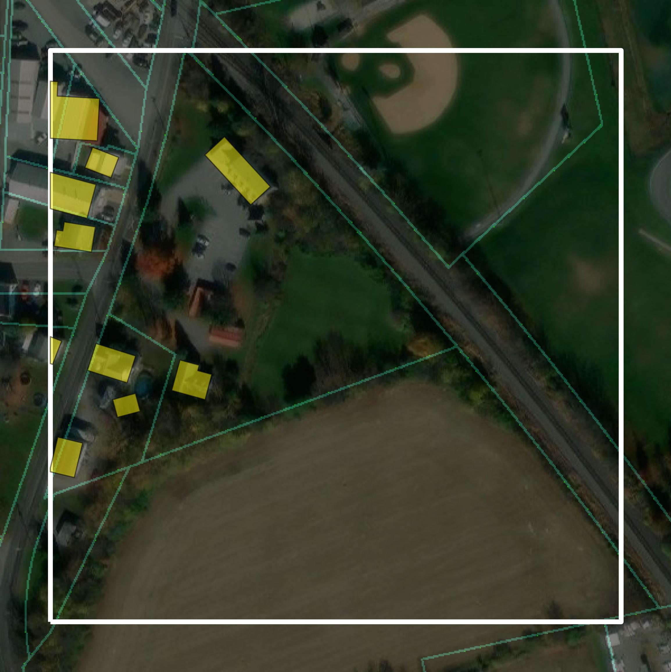 This image shows parcel and building data in Washington County created using GIS data in Equator.