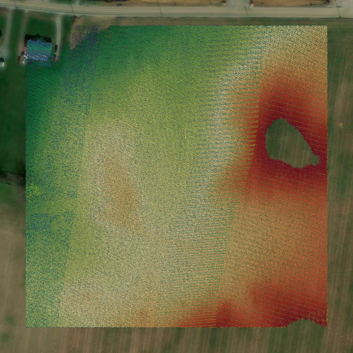 This image shows a LiDAR point cloud in Washington County created using GIS data in Equator.