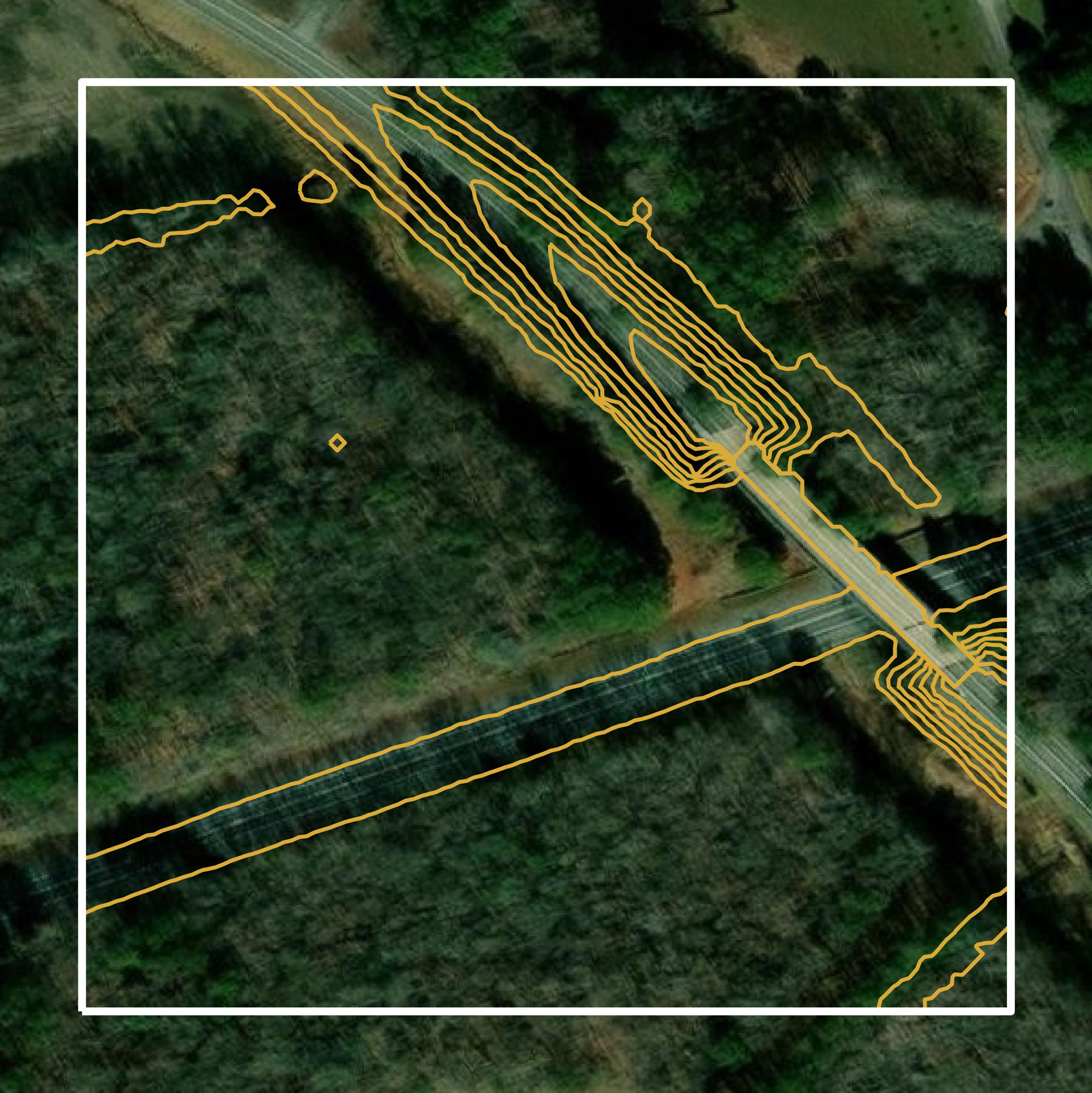 This image shows a contour map in Worcester County created using GIS data in Equator.