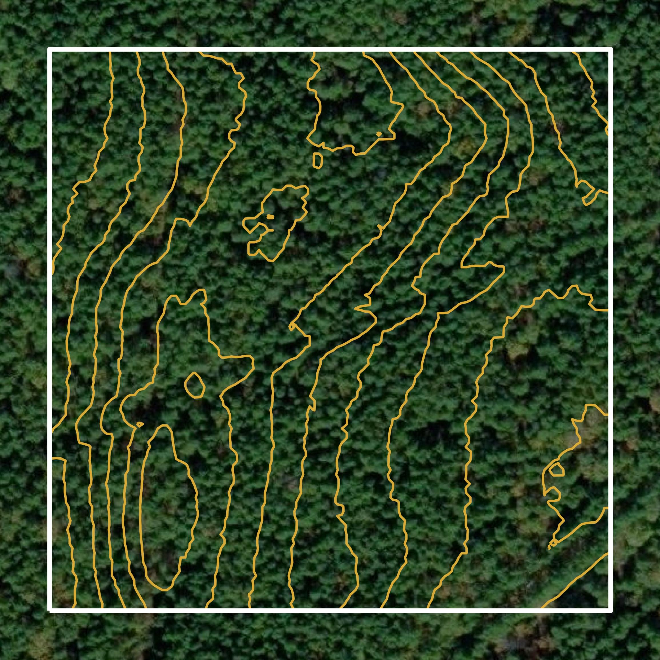 This image shows a contour map in Barnstable County created using GIS data in Equator.