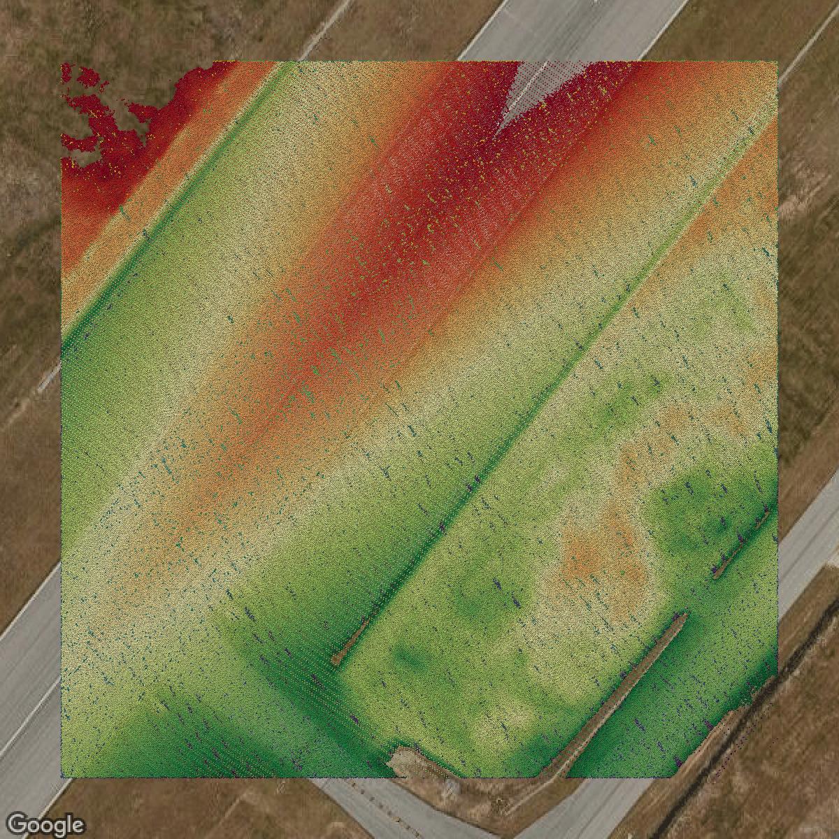 This image shows a LiDAR point cloud in Bristol County created using GIS data in Equator.