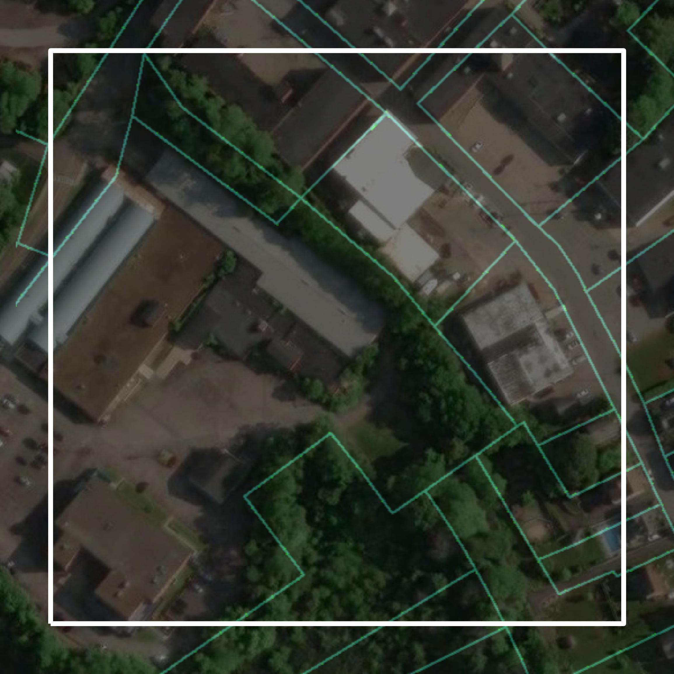 This image shows parcel and building data in Essex County created using GIS data in Equator.