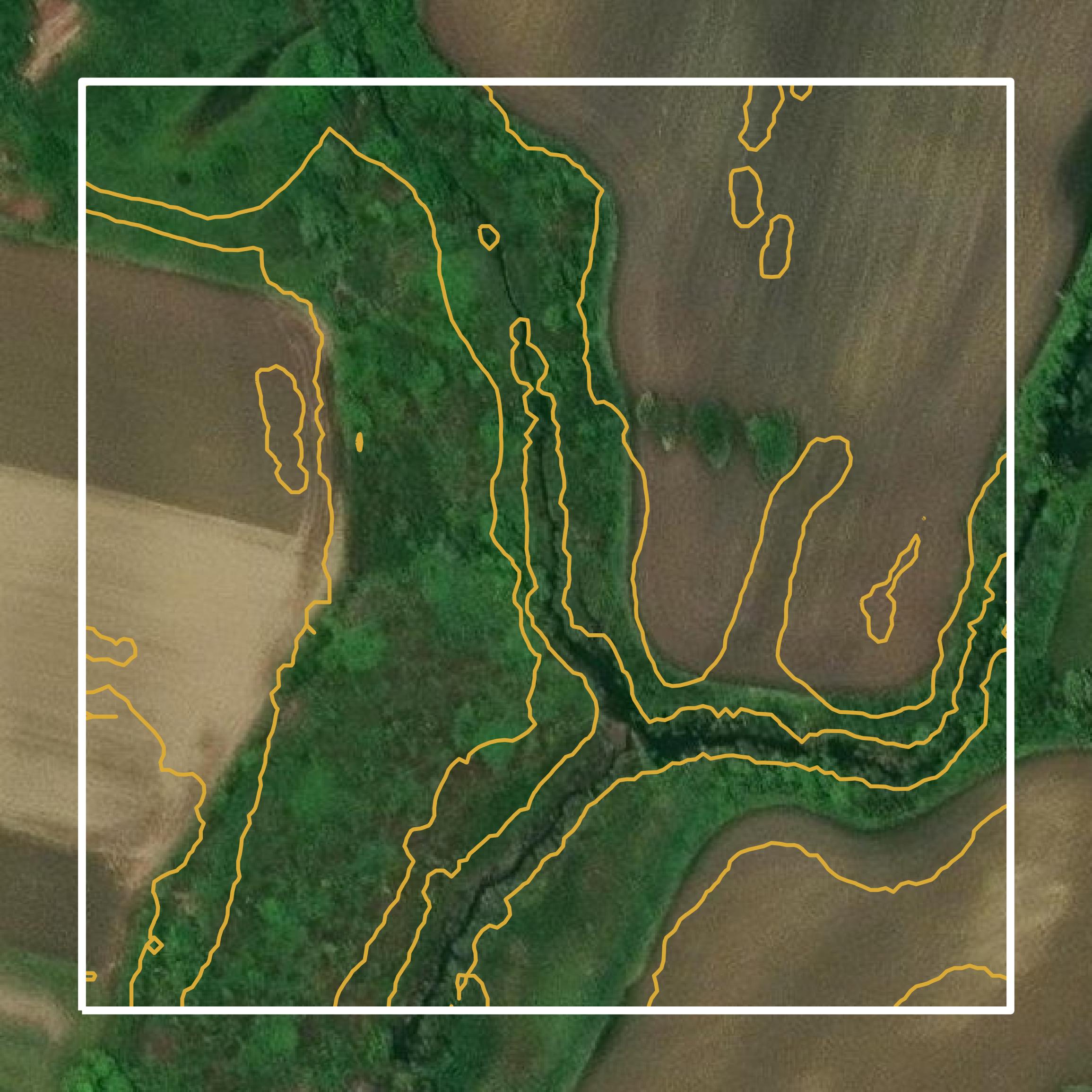 This image shows a contour map in Franklin County created using GIS data in Equator.