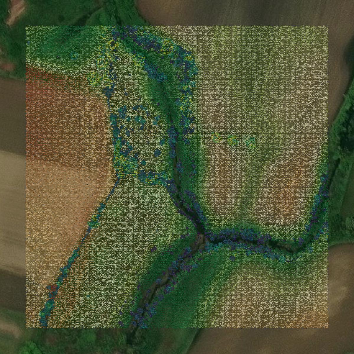 This image shows a LiDAR point cloud in Franklin County created using GIS data in Equator.