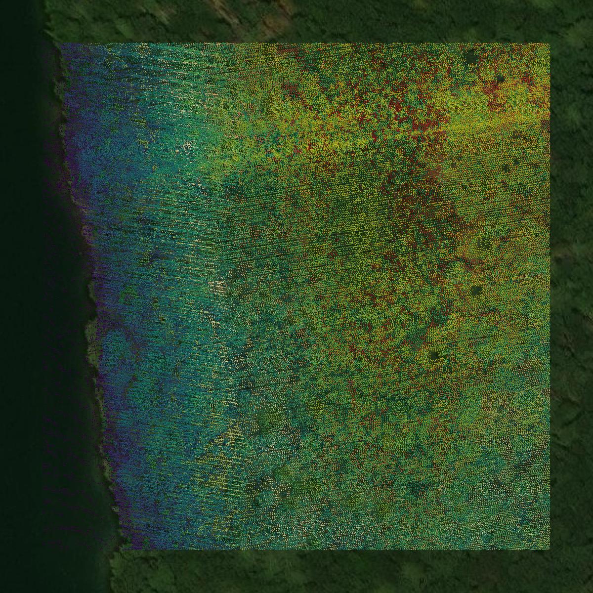 This image shows a LiDAR point cloud in Franklin County created using GIS data in Equator.