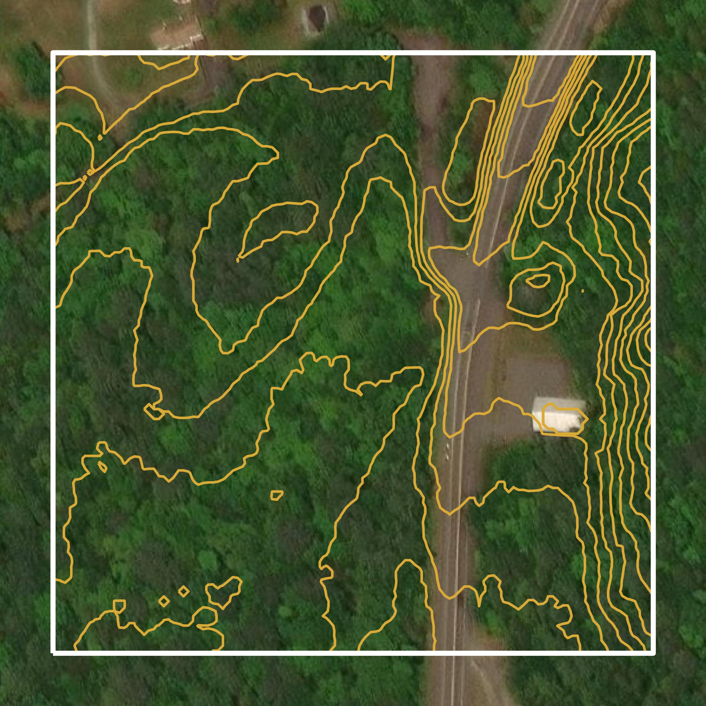 This image shows a contour map in Hampshire County created using GIS data in Equator.