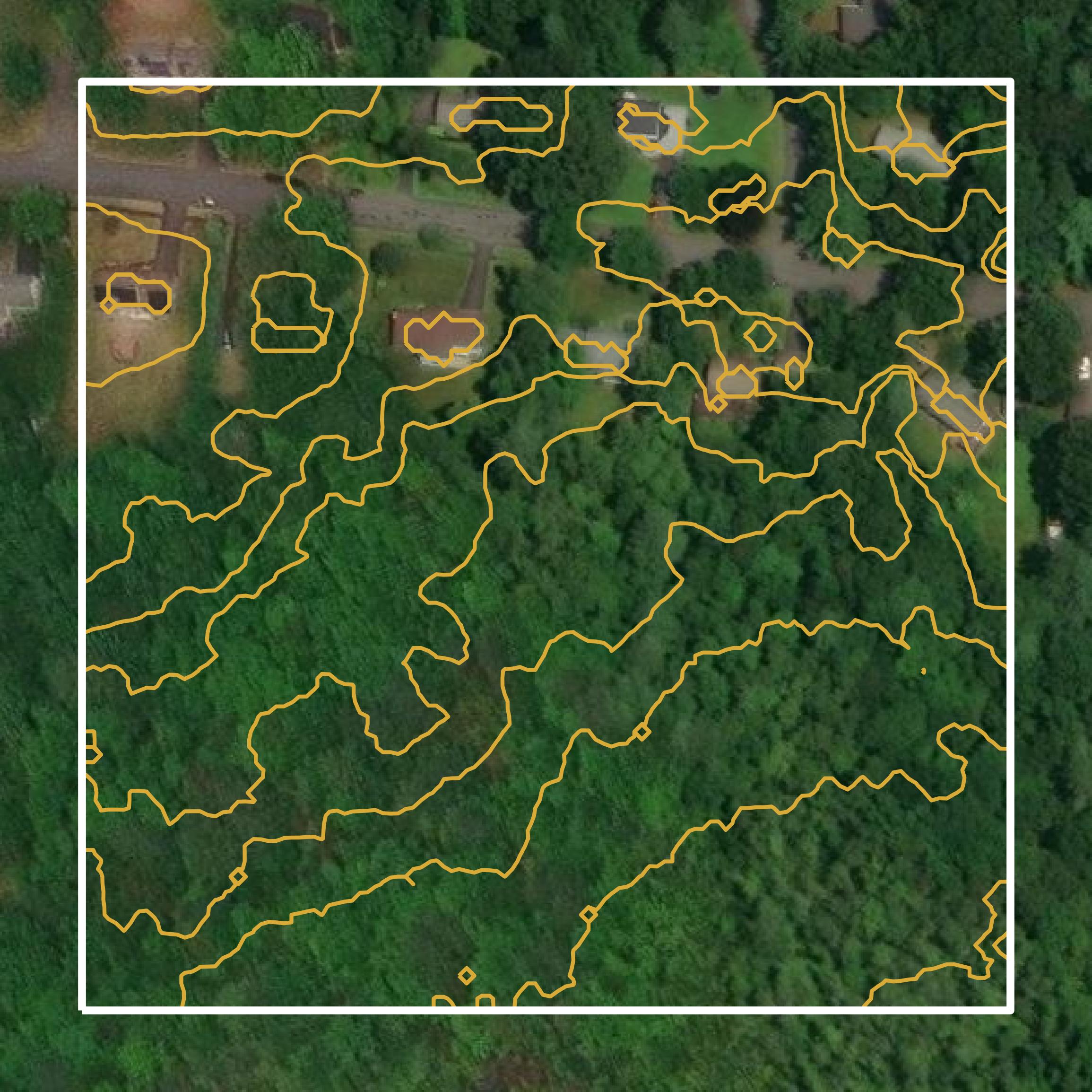 This image shows a contour map in Hampshire County created using GIS data in Equator.