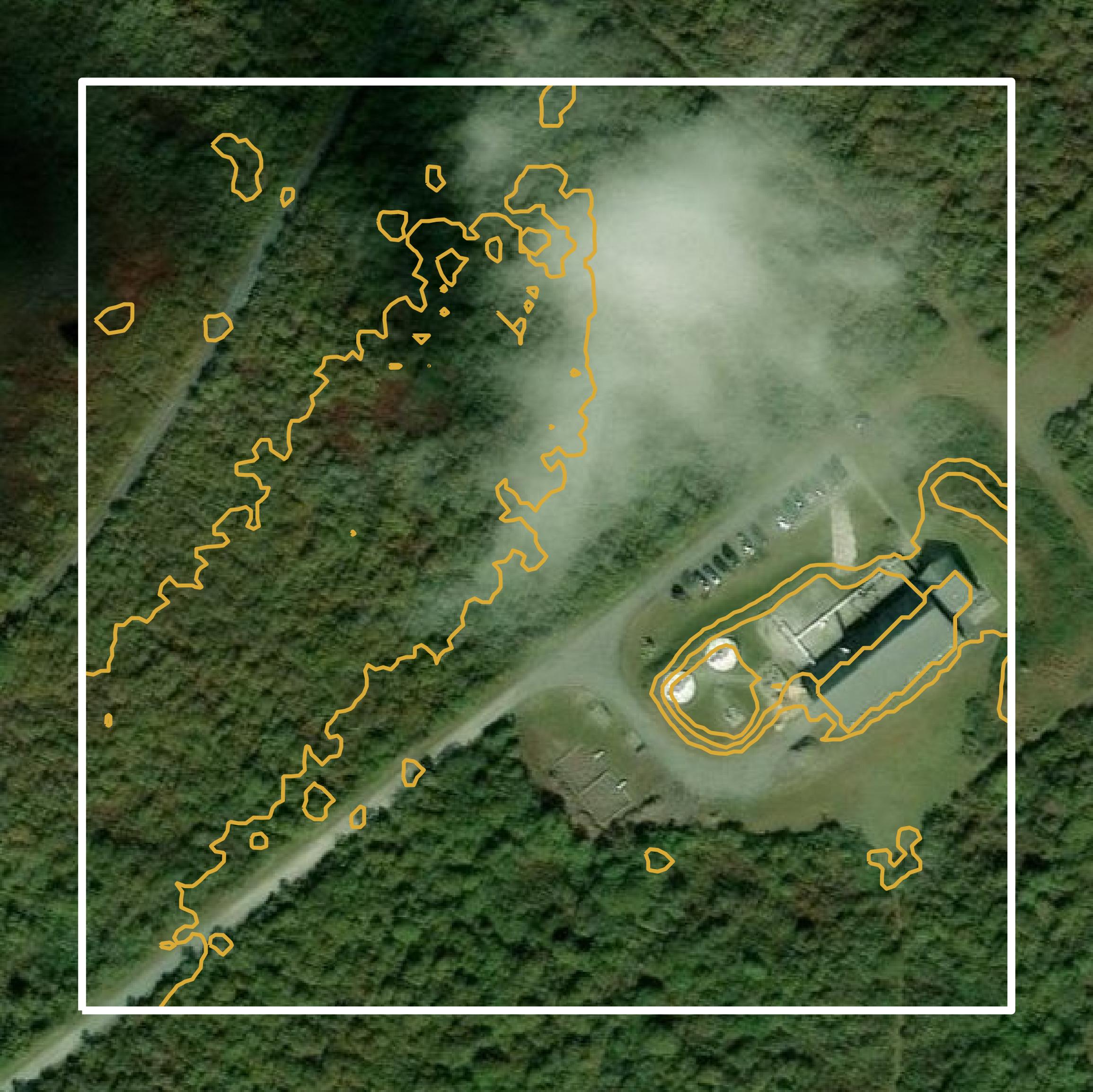 This image shows a contour map in Nantucket County created using GIS data in Equator.